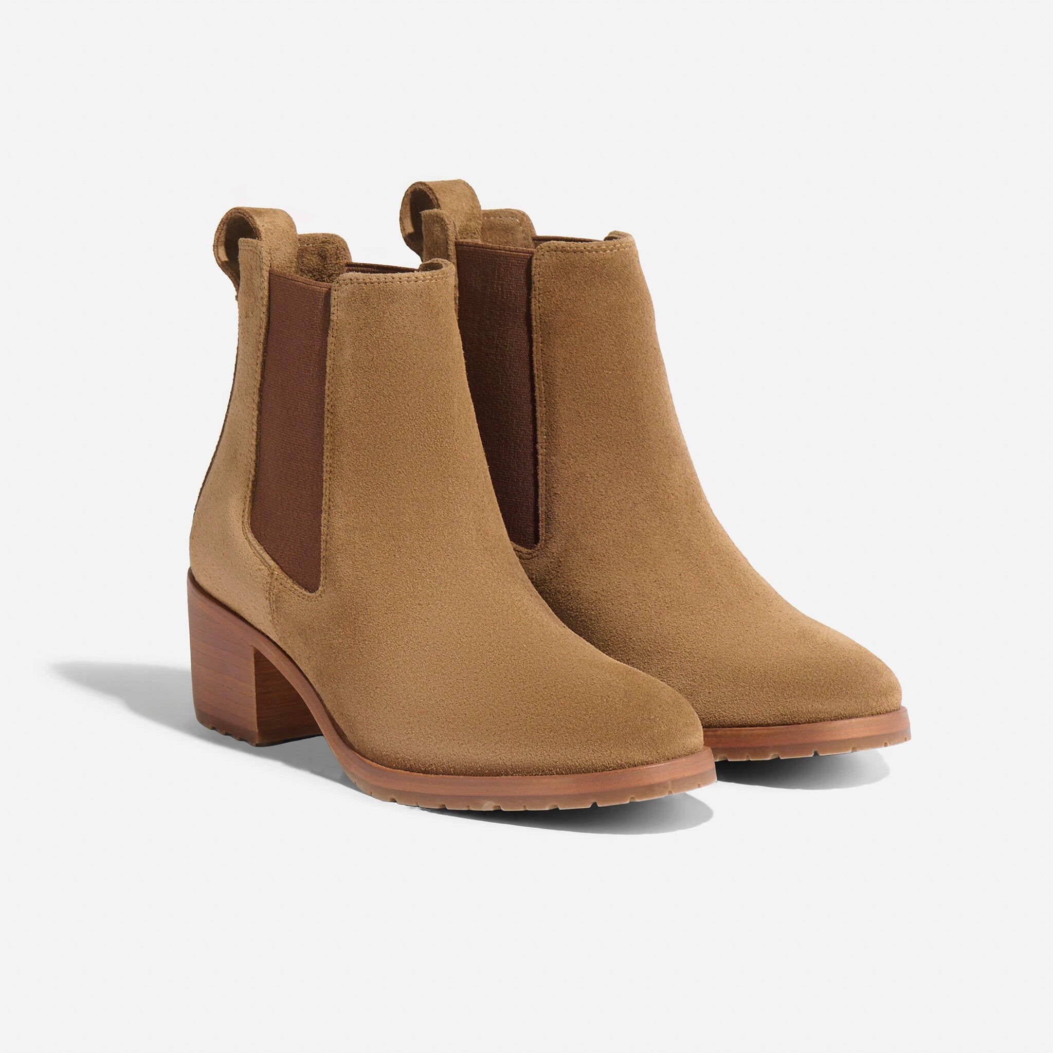 ana go to heeled chelsea boot taupe suede 1