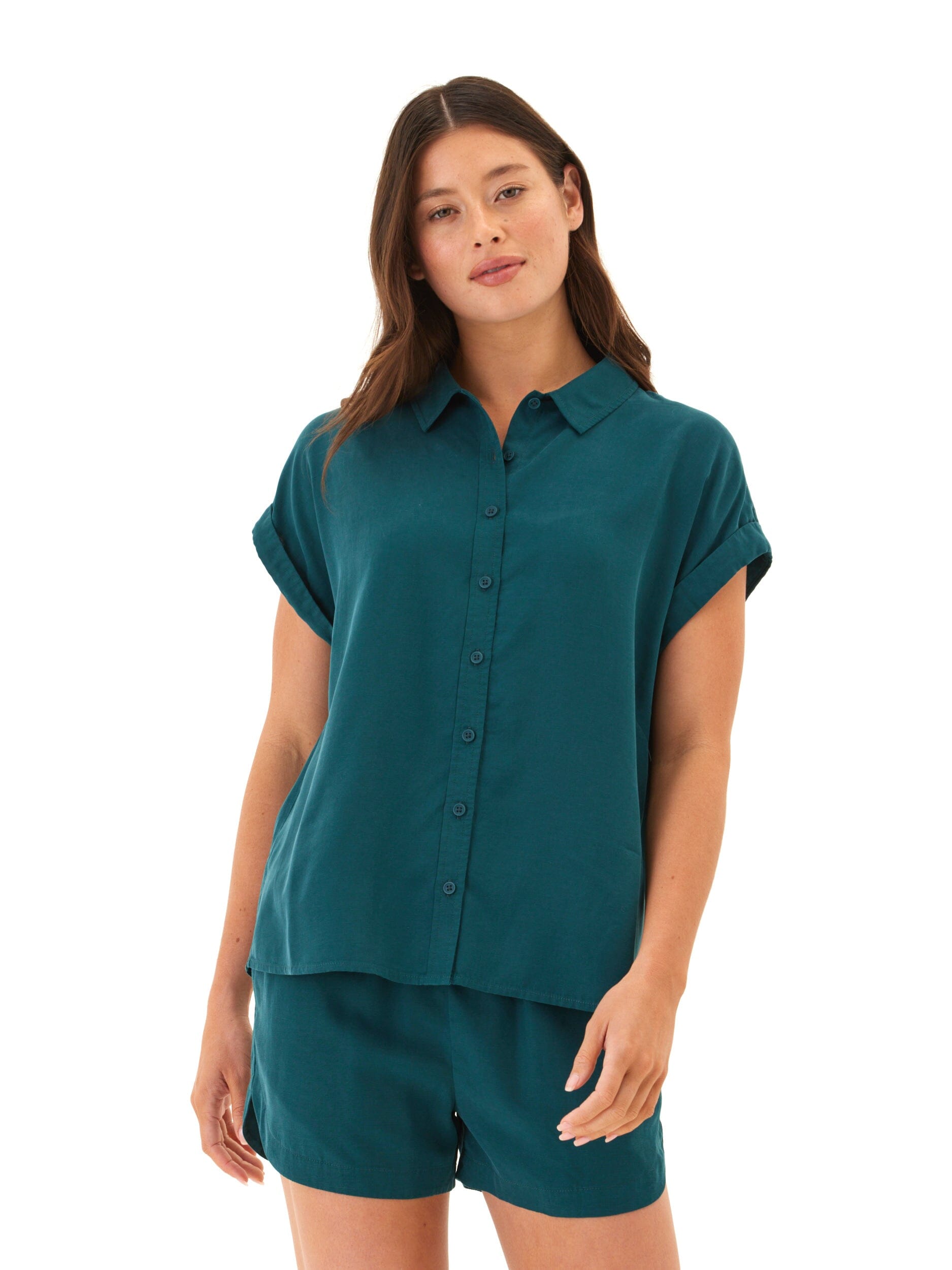 arianna breezy linen short sleeve button up 1