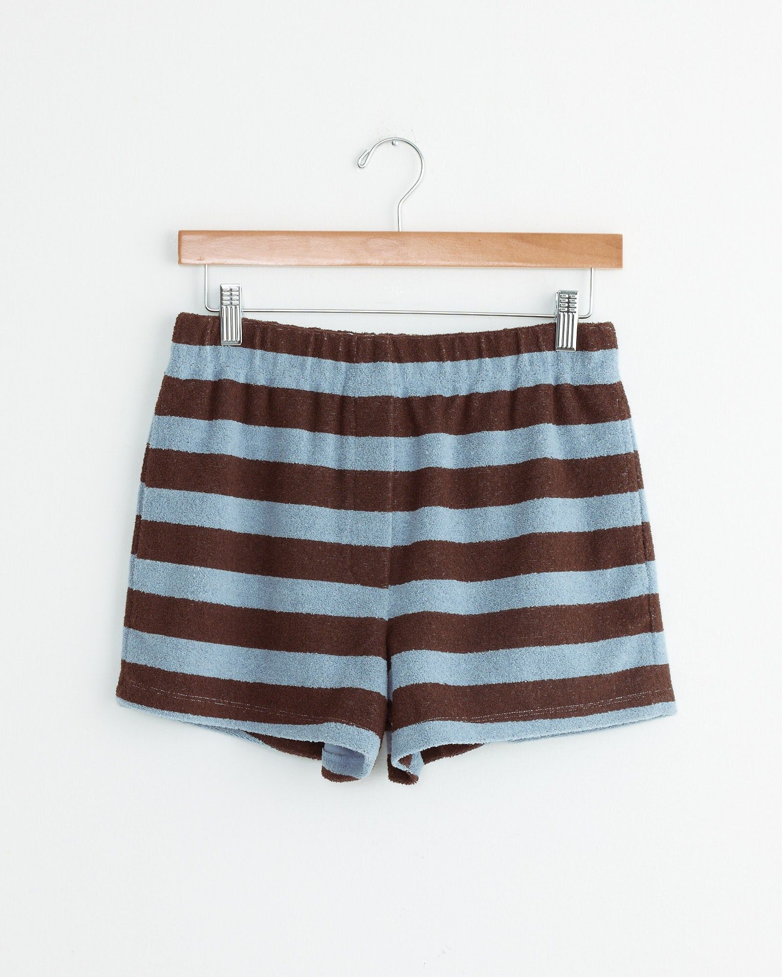 bonded dry loop terry short in brownblue 1