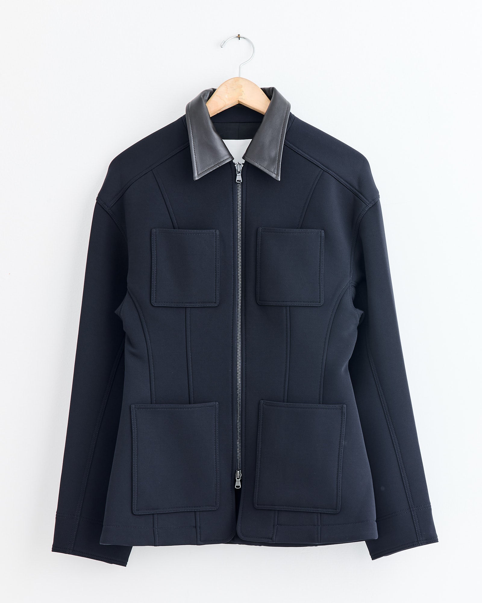 bonded twill sculpted workmens jacket in navy 1