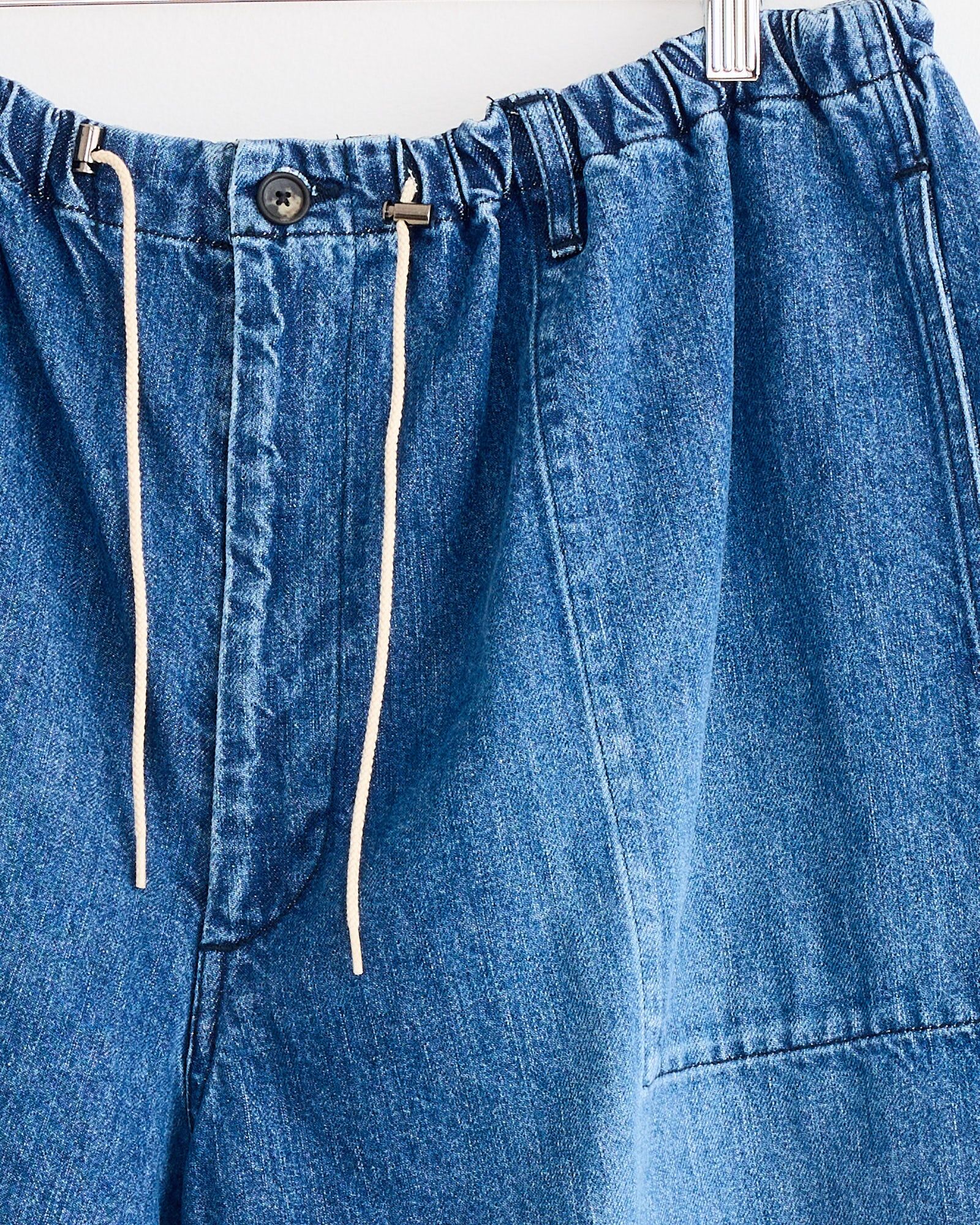 circular fatigue short in blue denim damaged 2