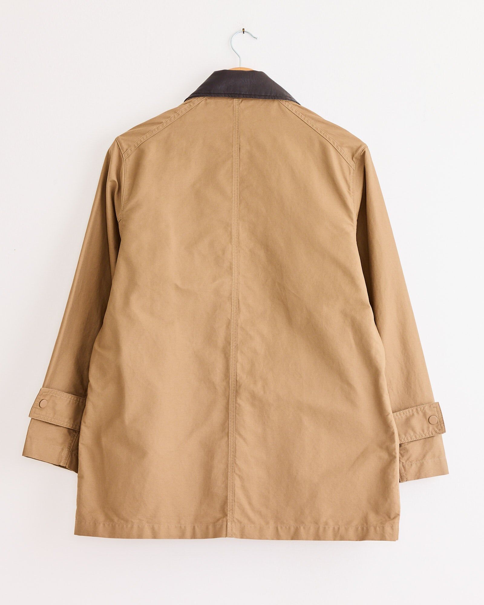 contrast collar work jacket in dark beige 3