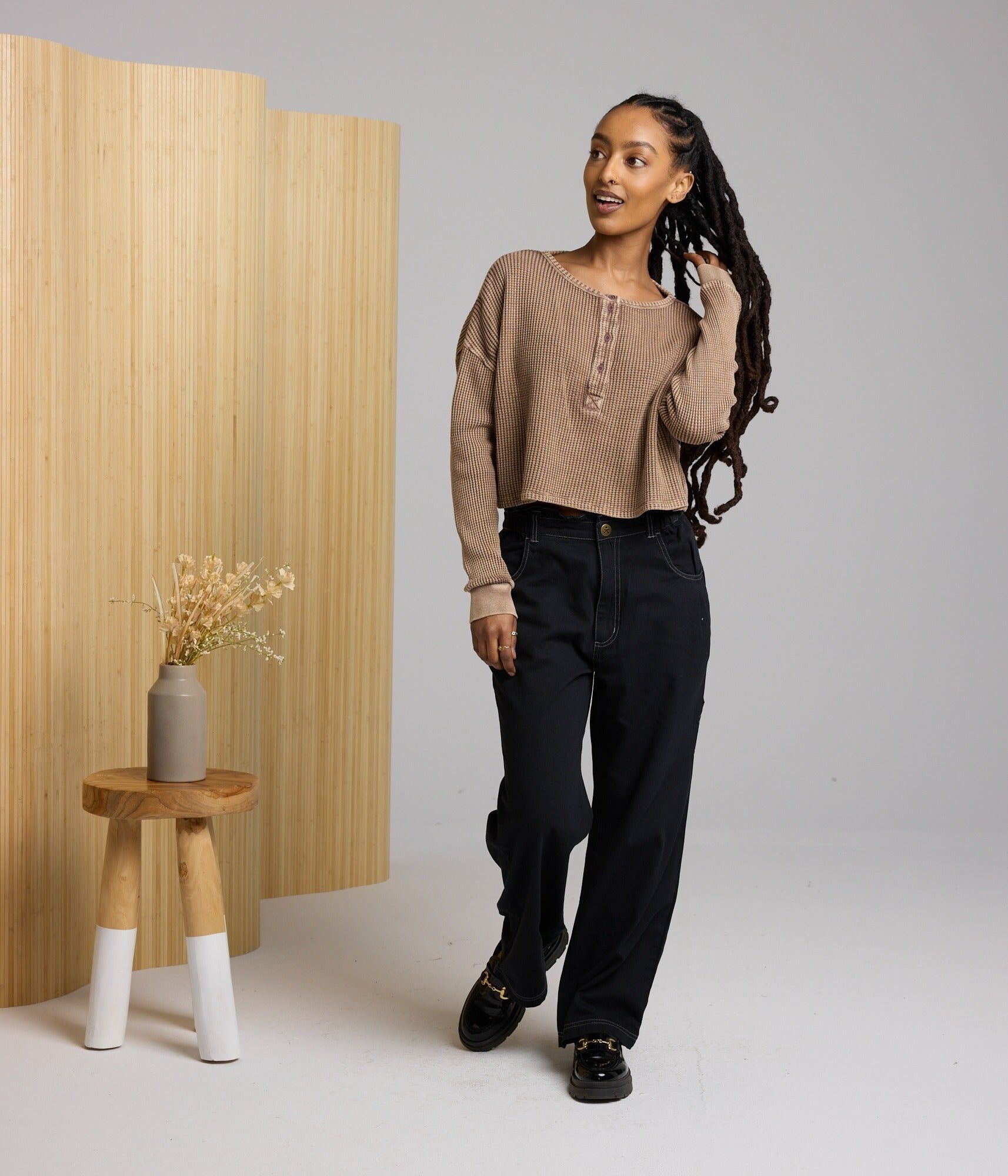 cris waffle knit top pinto 2