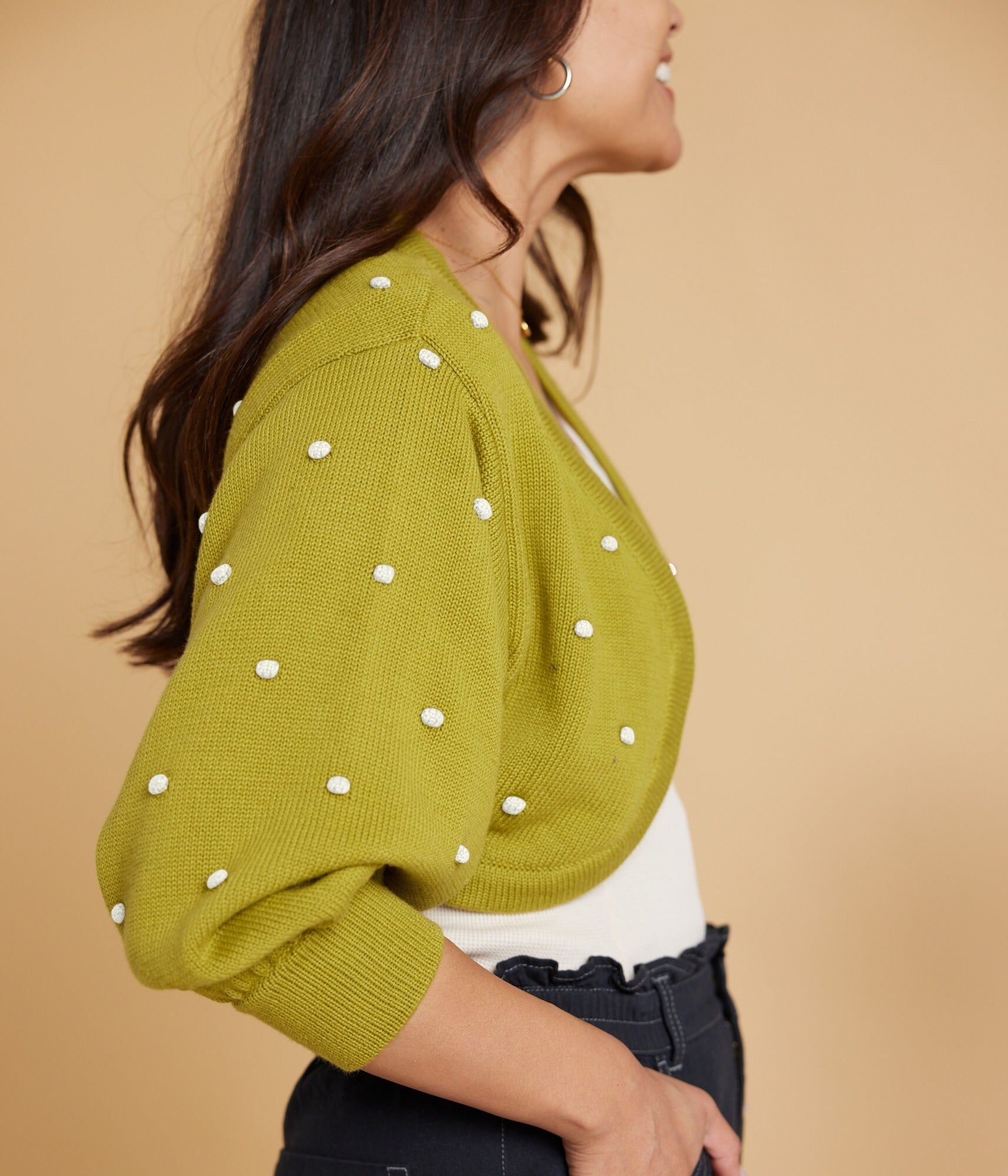 delia cardigan pear 1