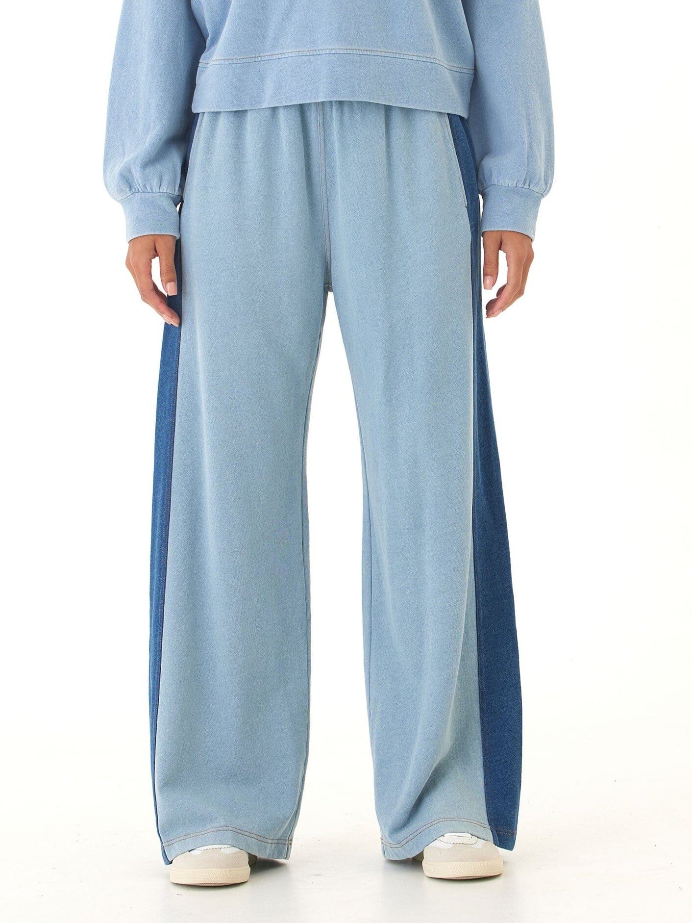 dorothy denim terry contrast panel pant 2