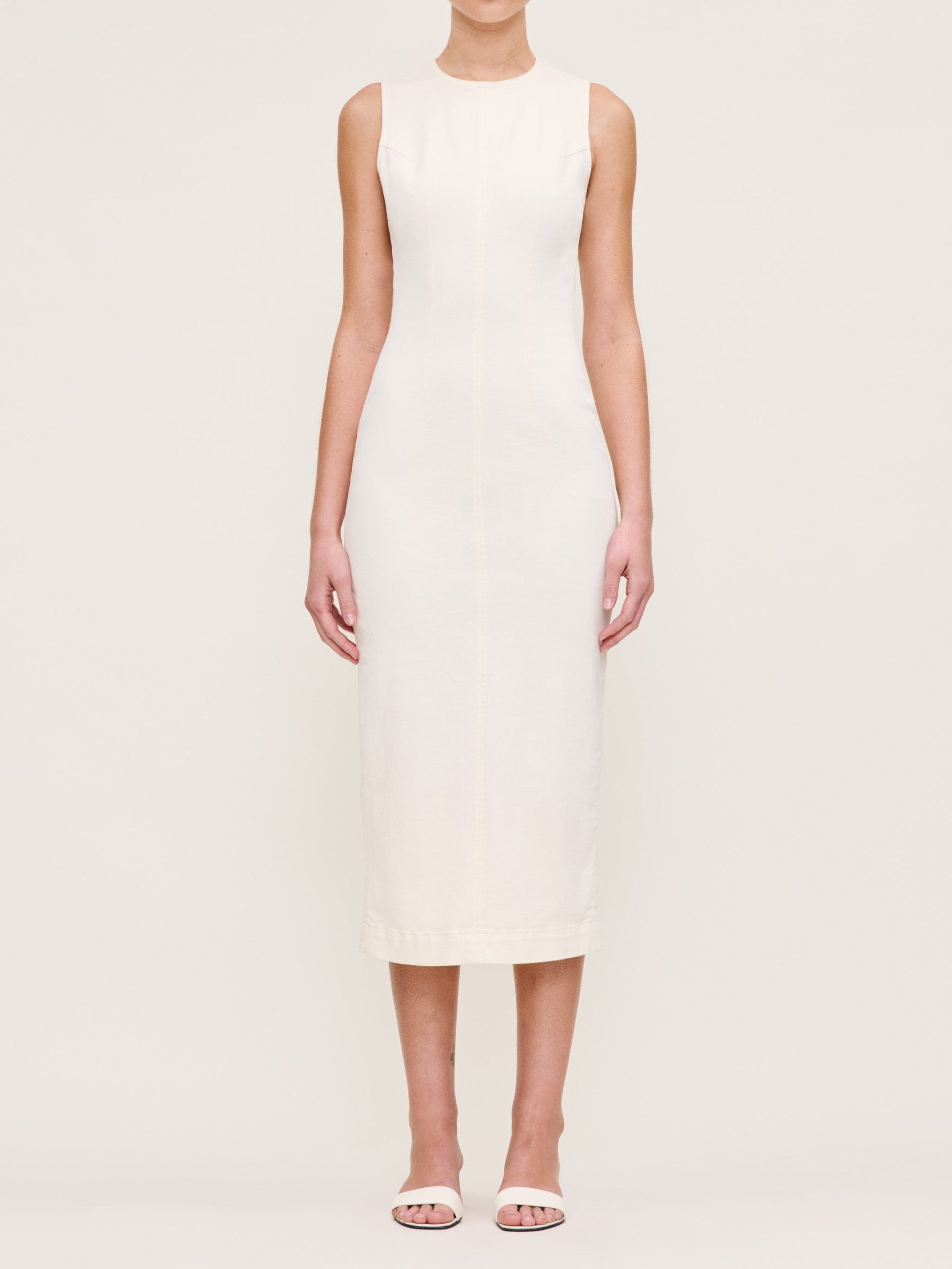 esme denim dress midi eggshell 1