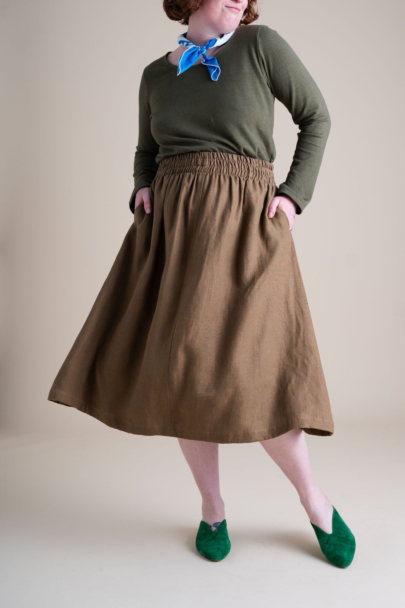evening midi skirt in tea 1