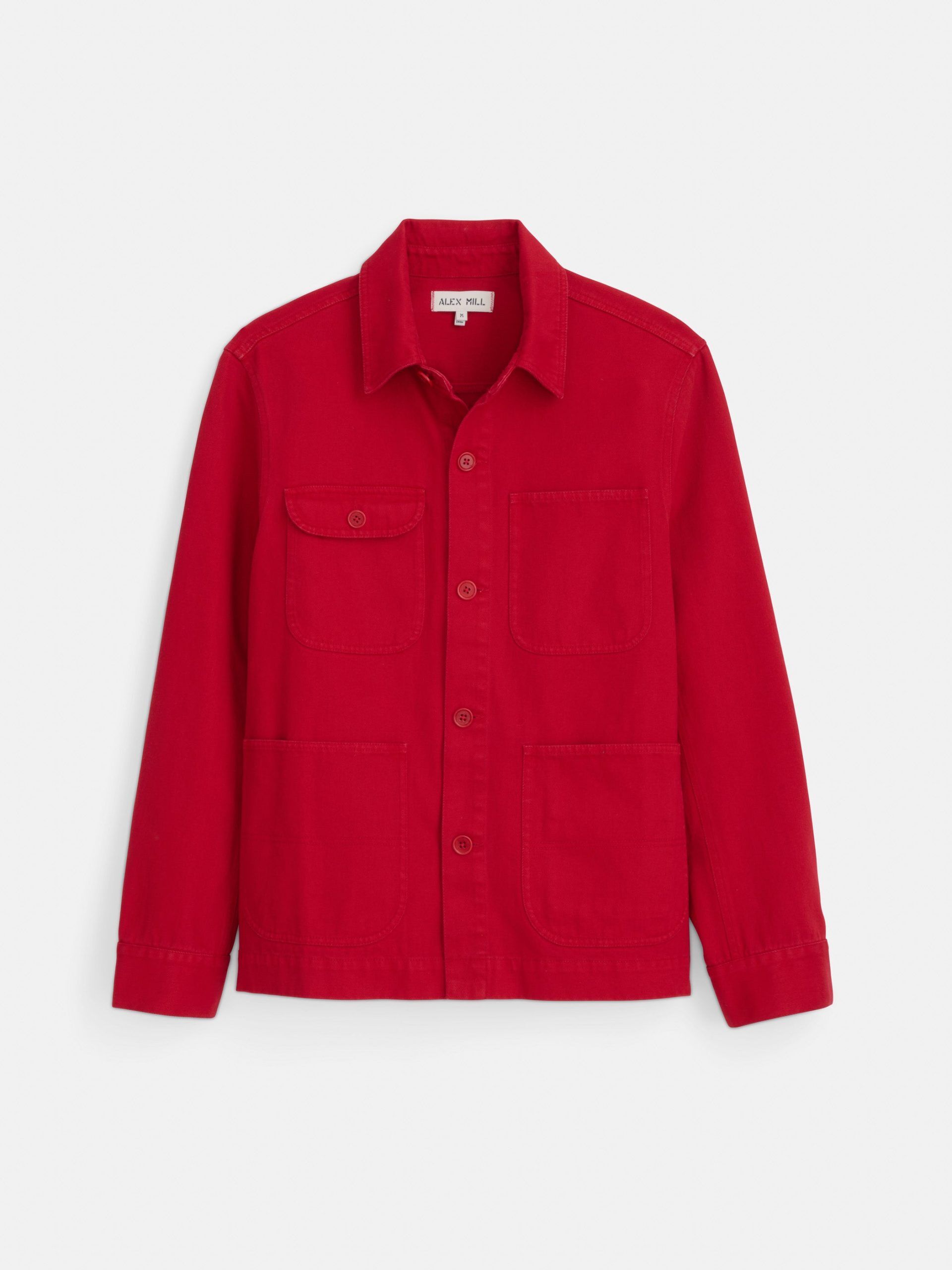 garment dyed work jacket in recycled denim 1