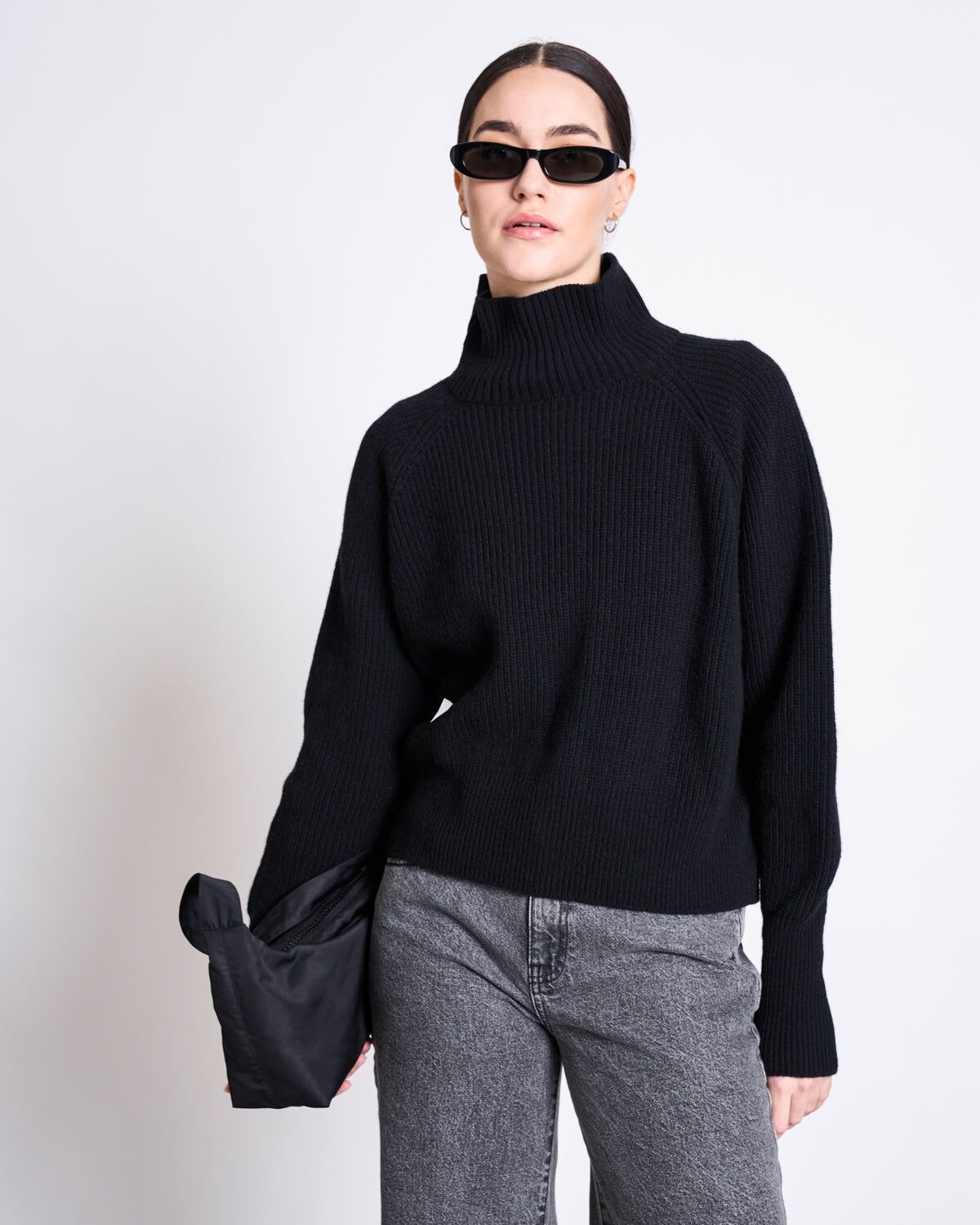 high neck jumper wooly ola black gots 1