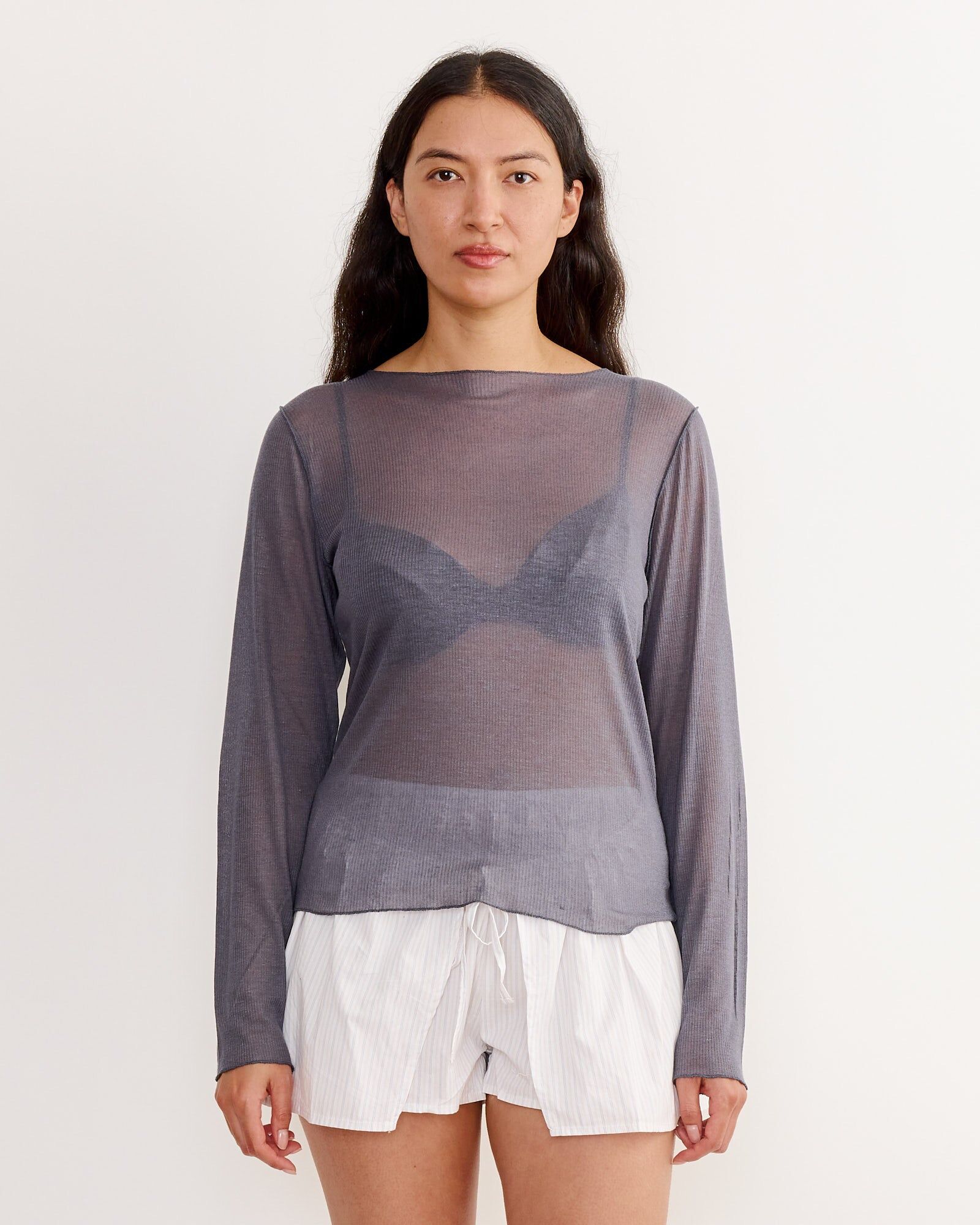 knit top in steel 1