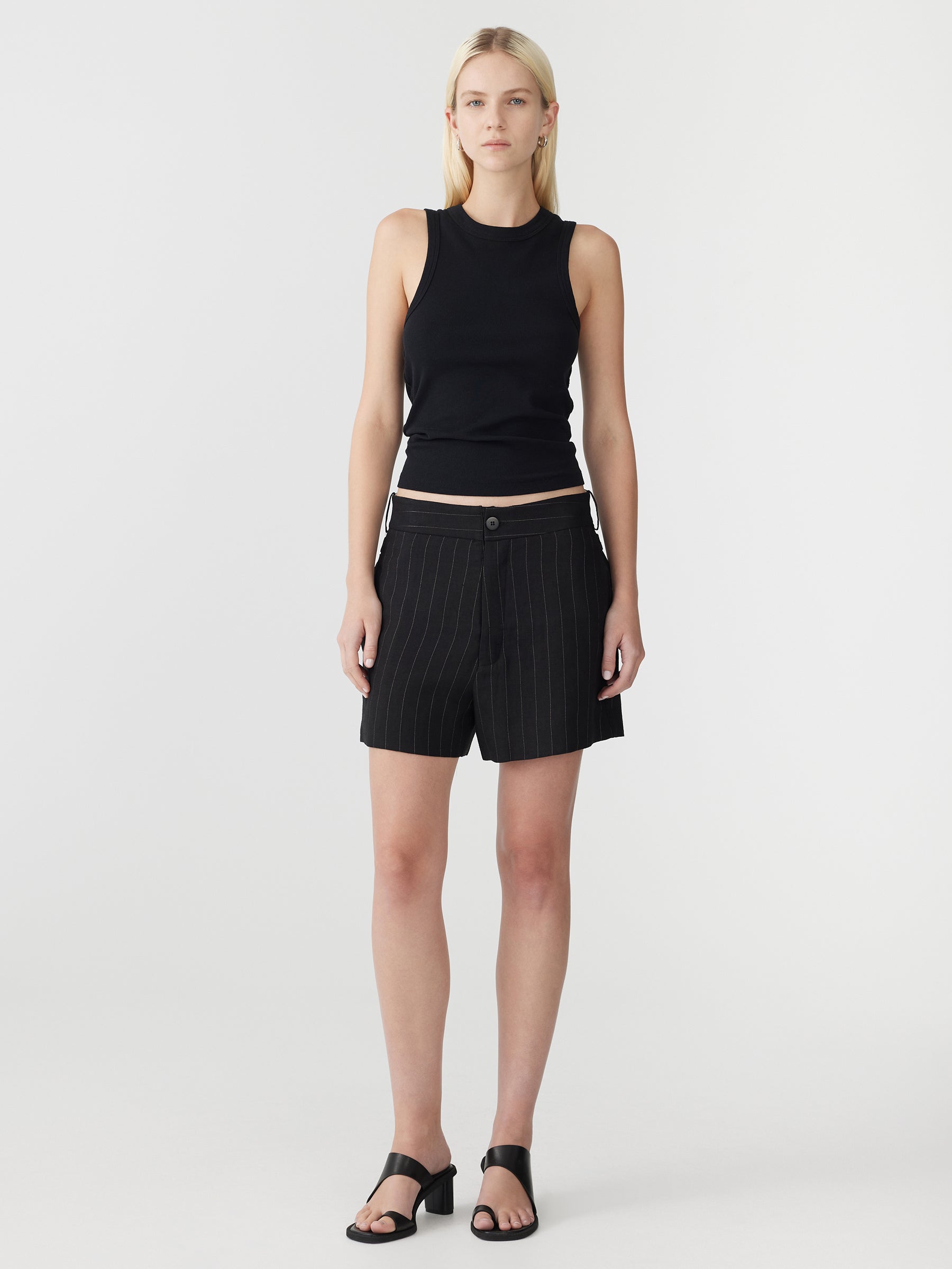 linen viscose pleated short 1