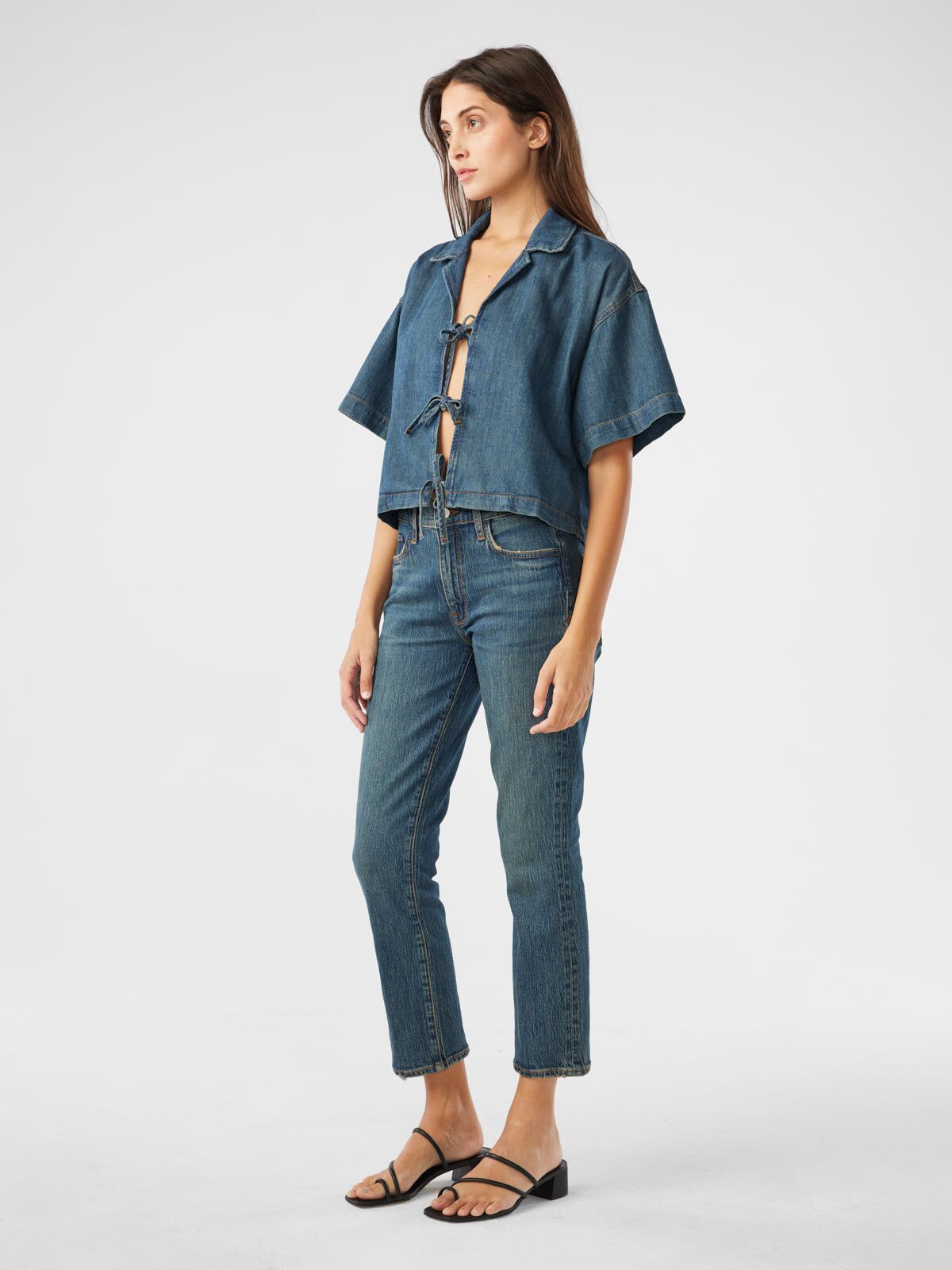 lottie cropped boxy tie shirt 1