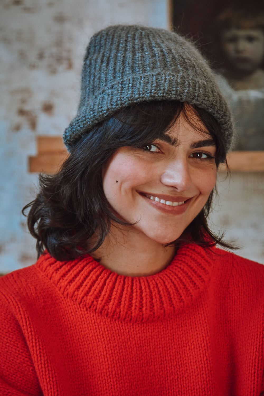 paul beanie in merino mohair wool ash grey 1
