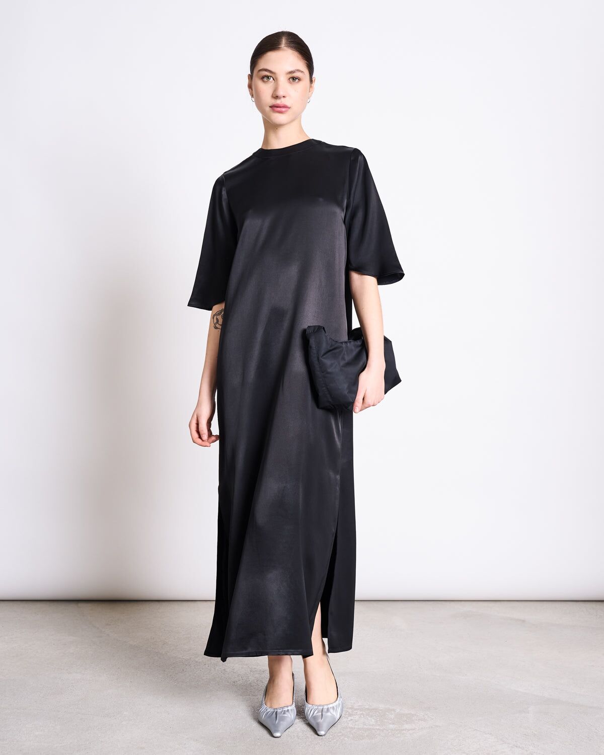 silky t shirt dress caleu black 1