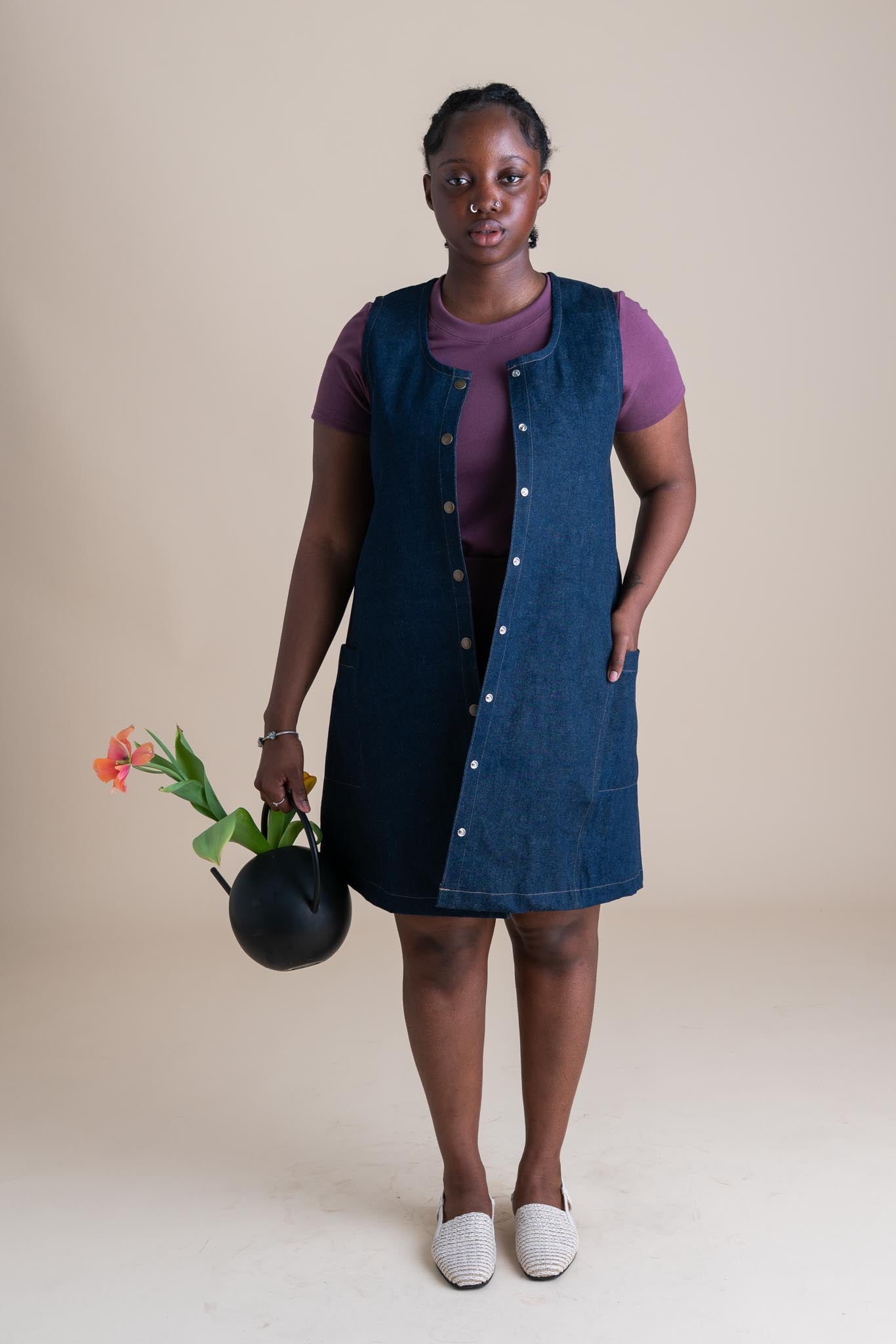 snap smock in cone denim 2