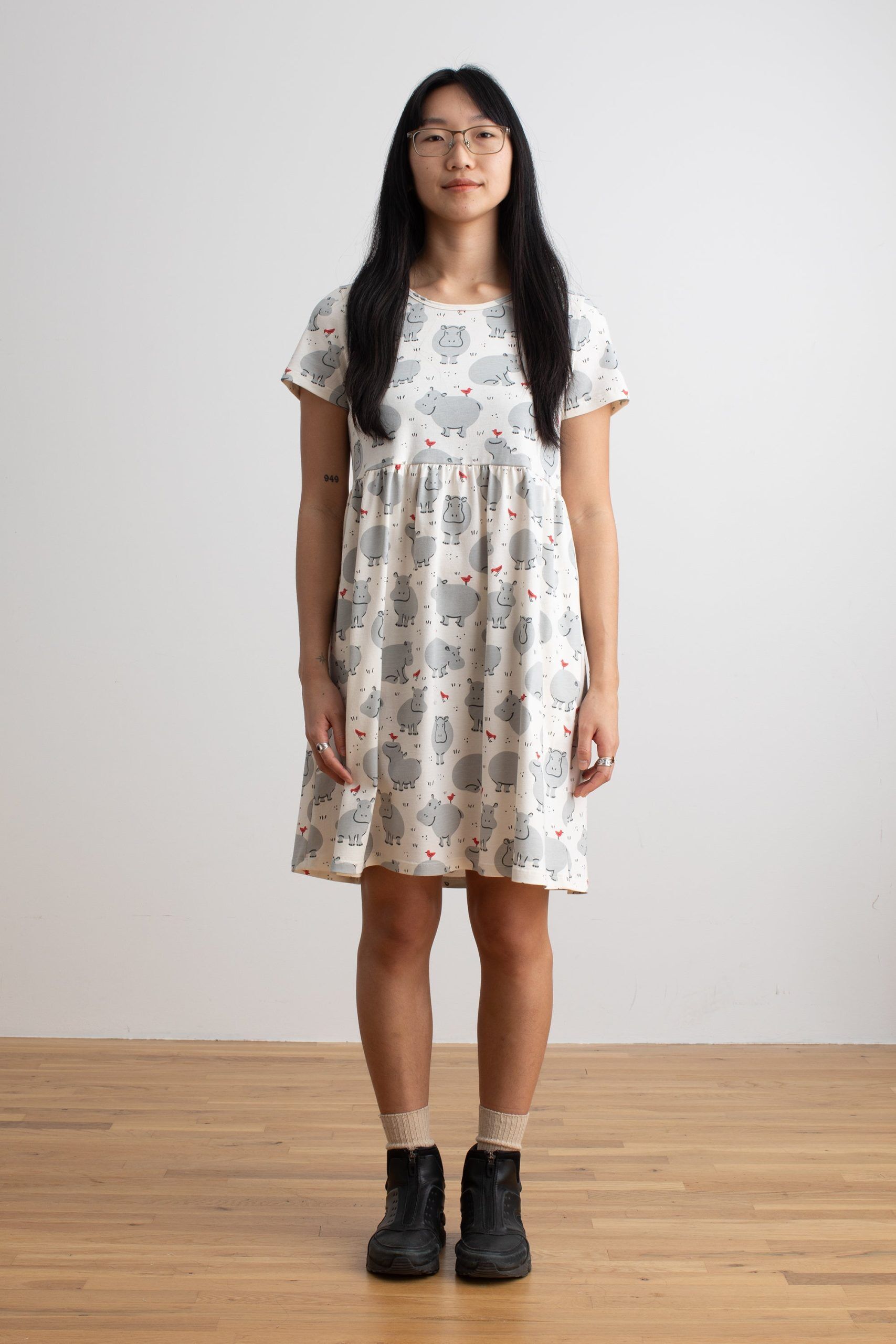 stockholm dress hippos grey 1
