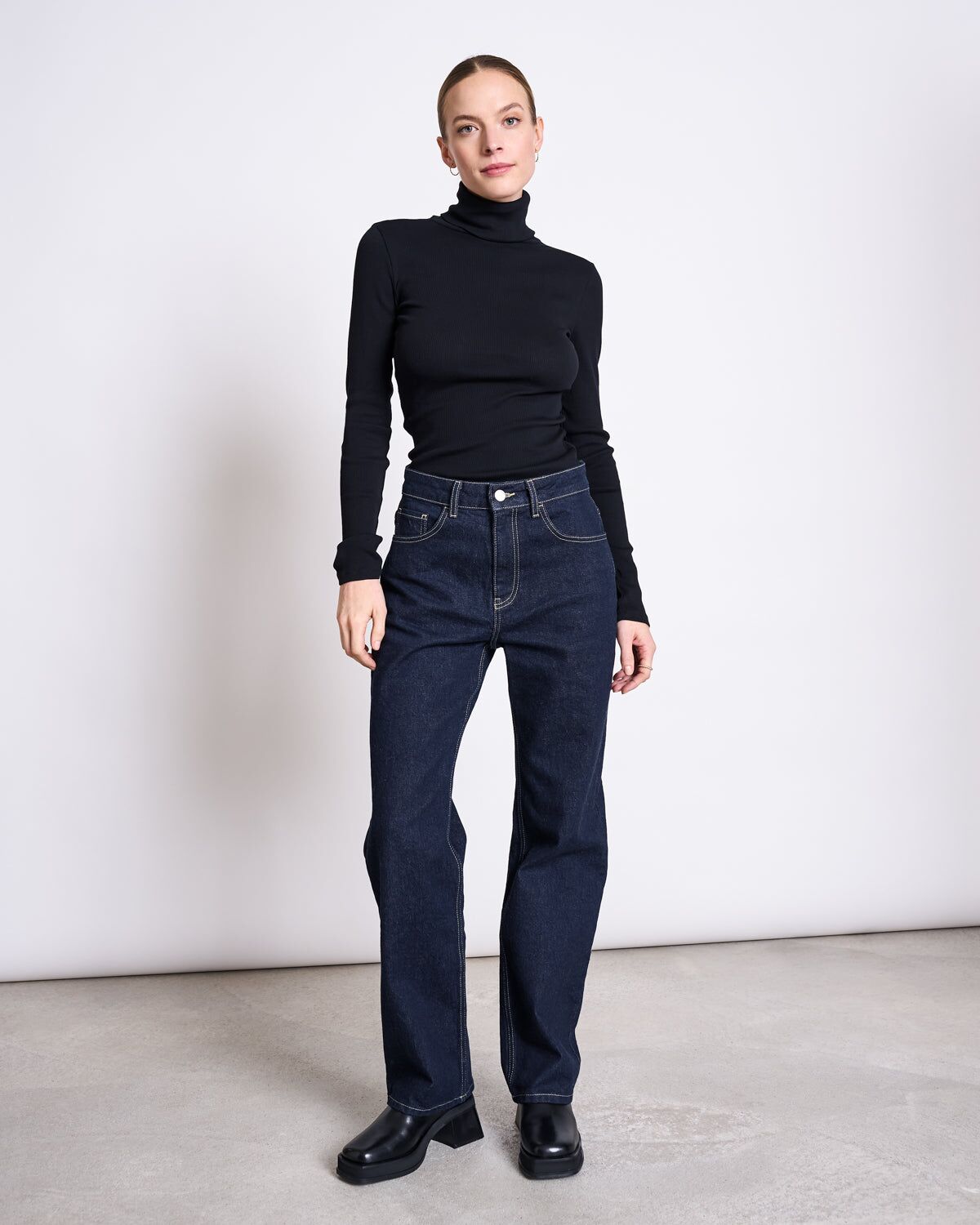 straight leg highwaist jeans vilca dark blue denim gots 2