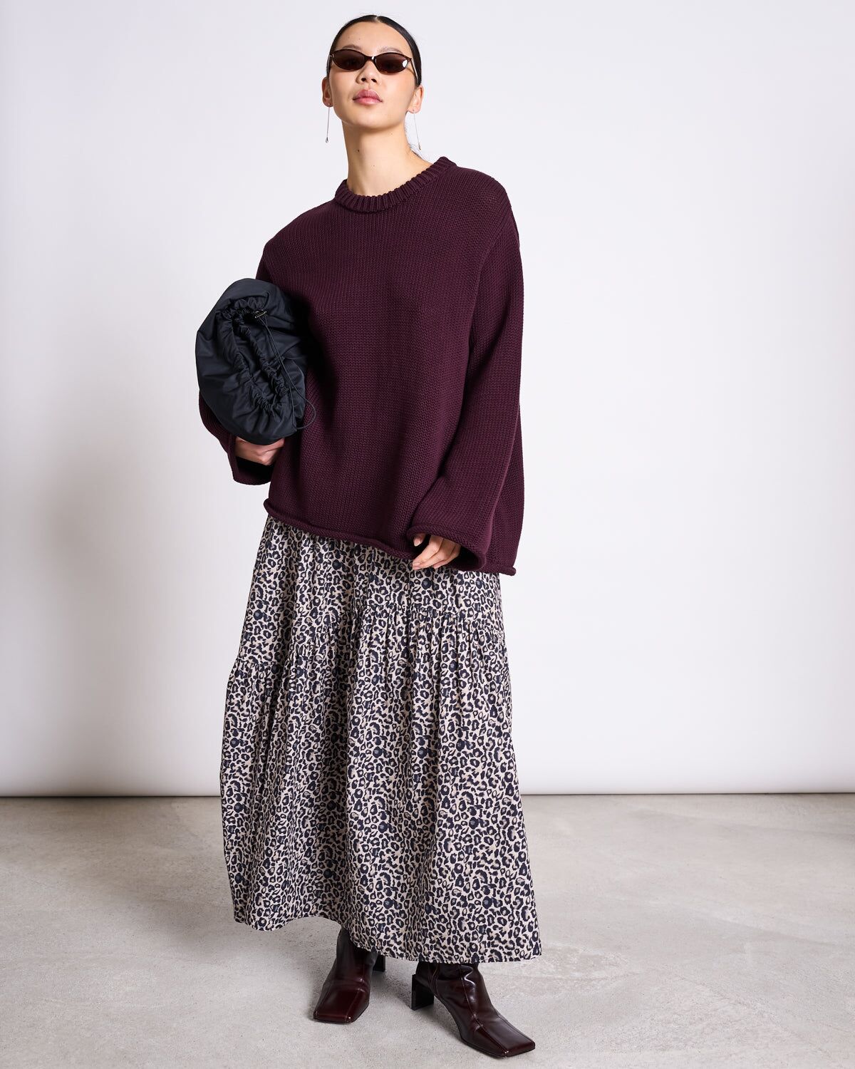 tiered maxi skirt alca leo print 1