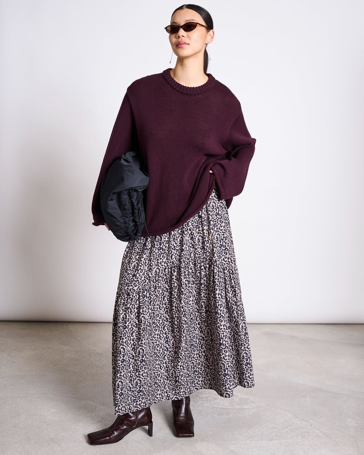 tiered maxi skirt alca leo print 2