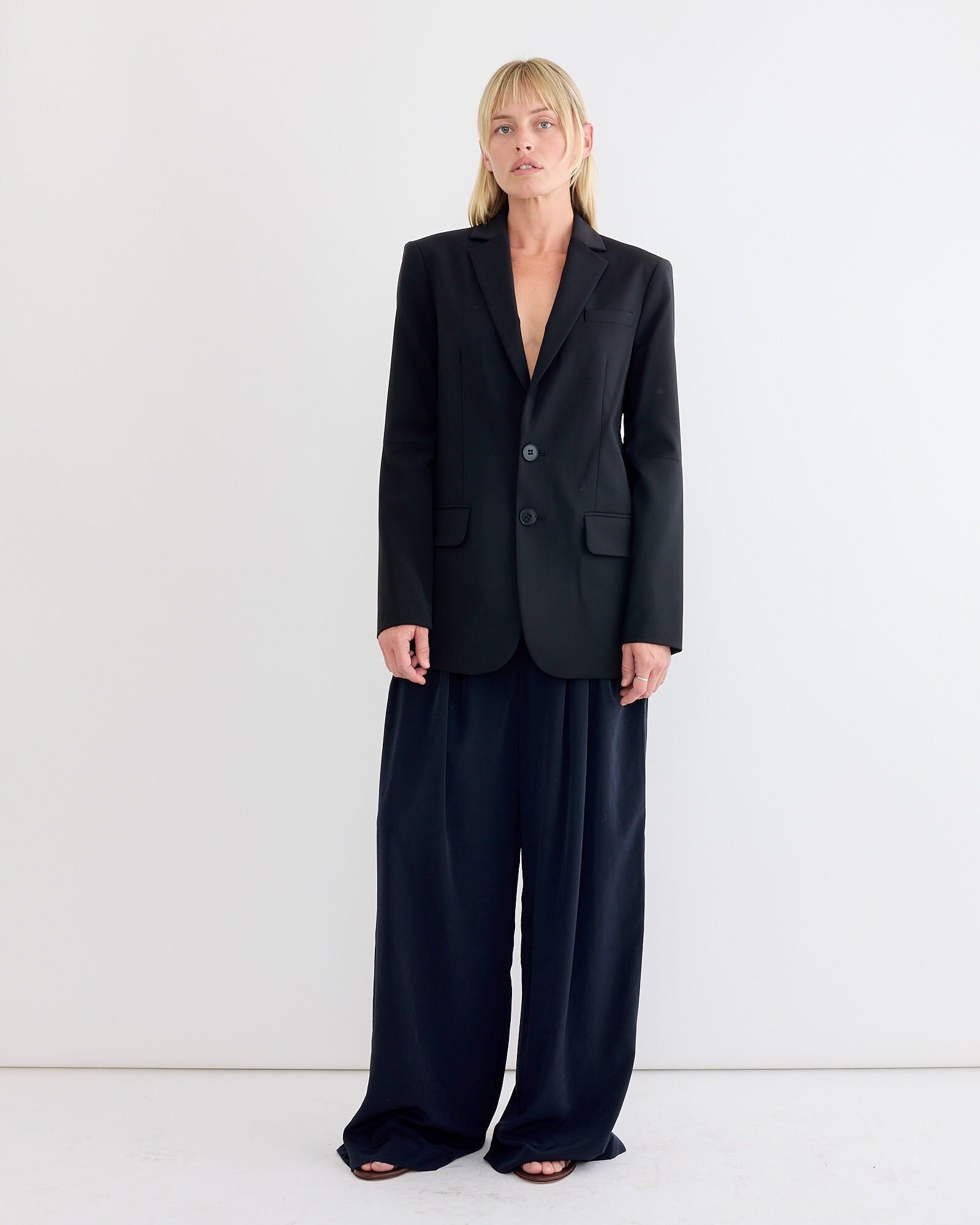 tropical wool cut out sleeve blazerin black 2