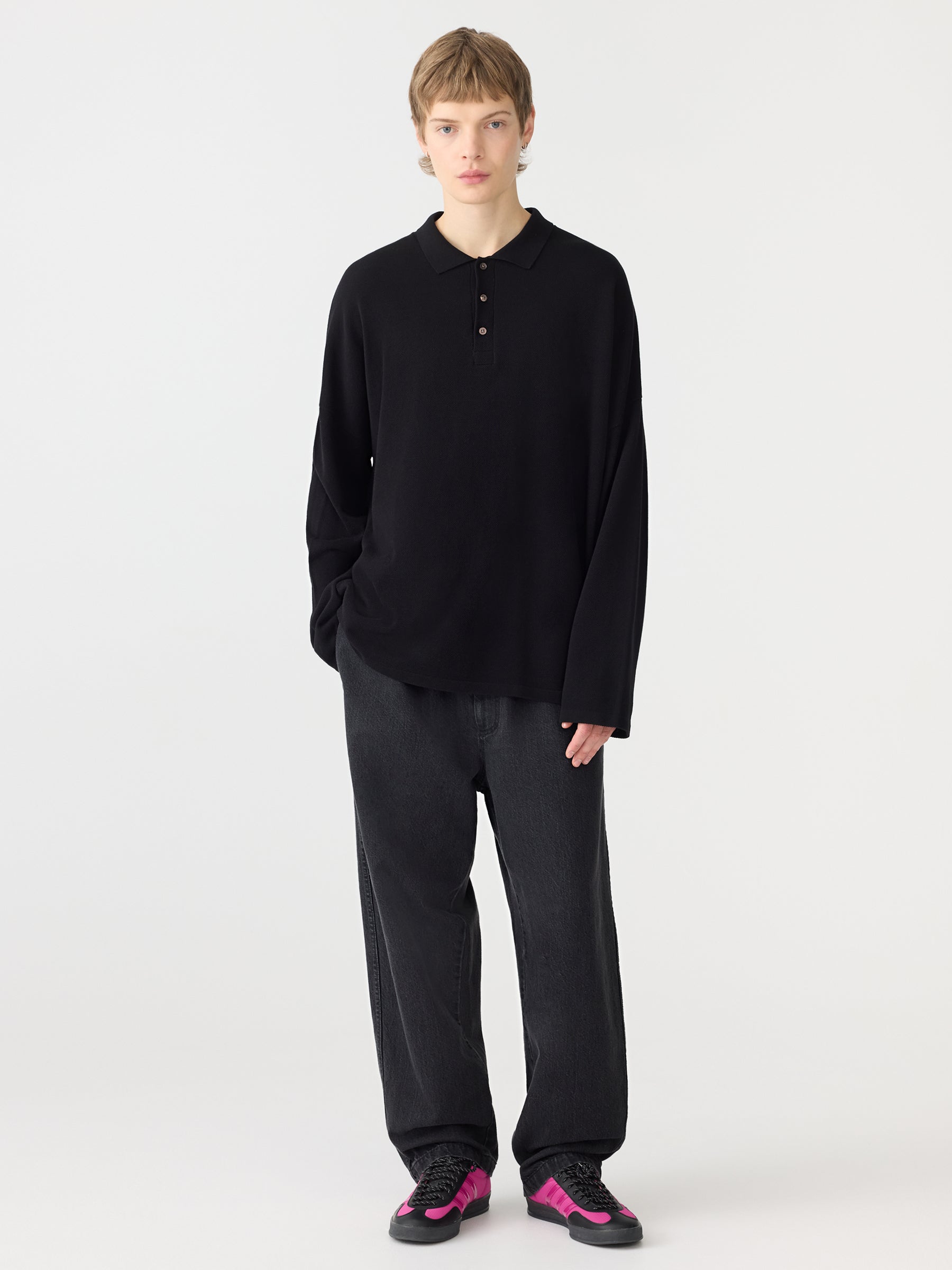universal cotton knitted pique long sleeve polo 2