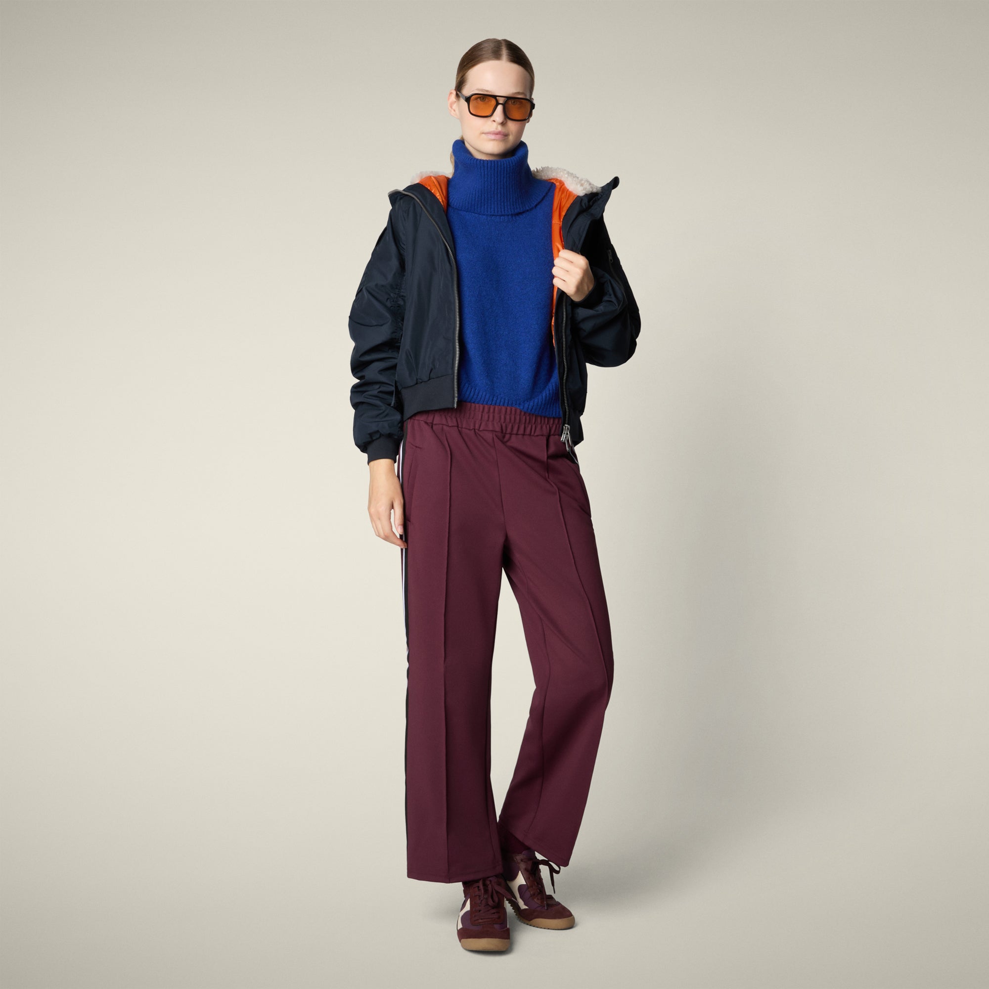 womens bomber jacket gaga in blue black 1