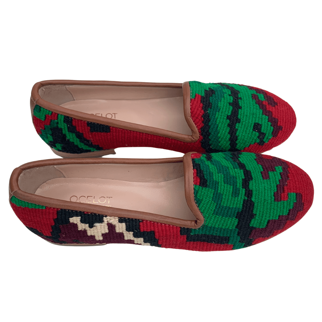 womens turkish kilim loafers green red 10 us41 eu 2