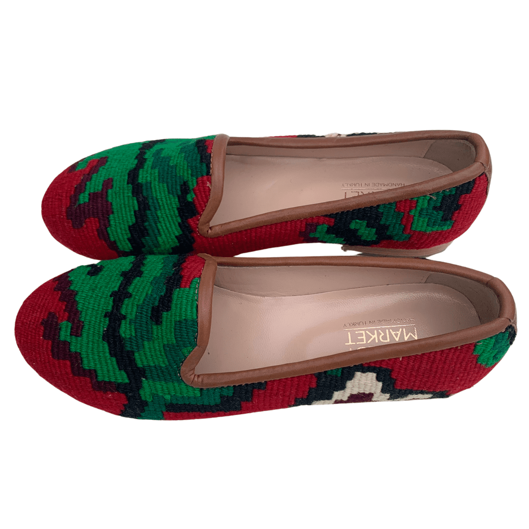 womens turkish kilim loafers green red 10 us41 eu 3