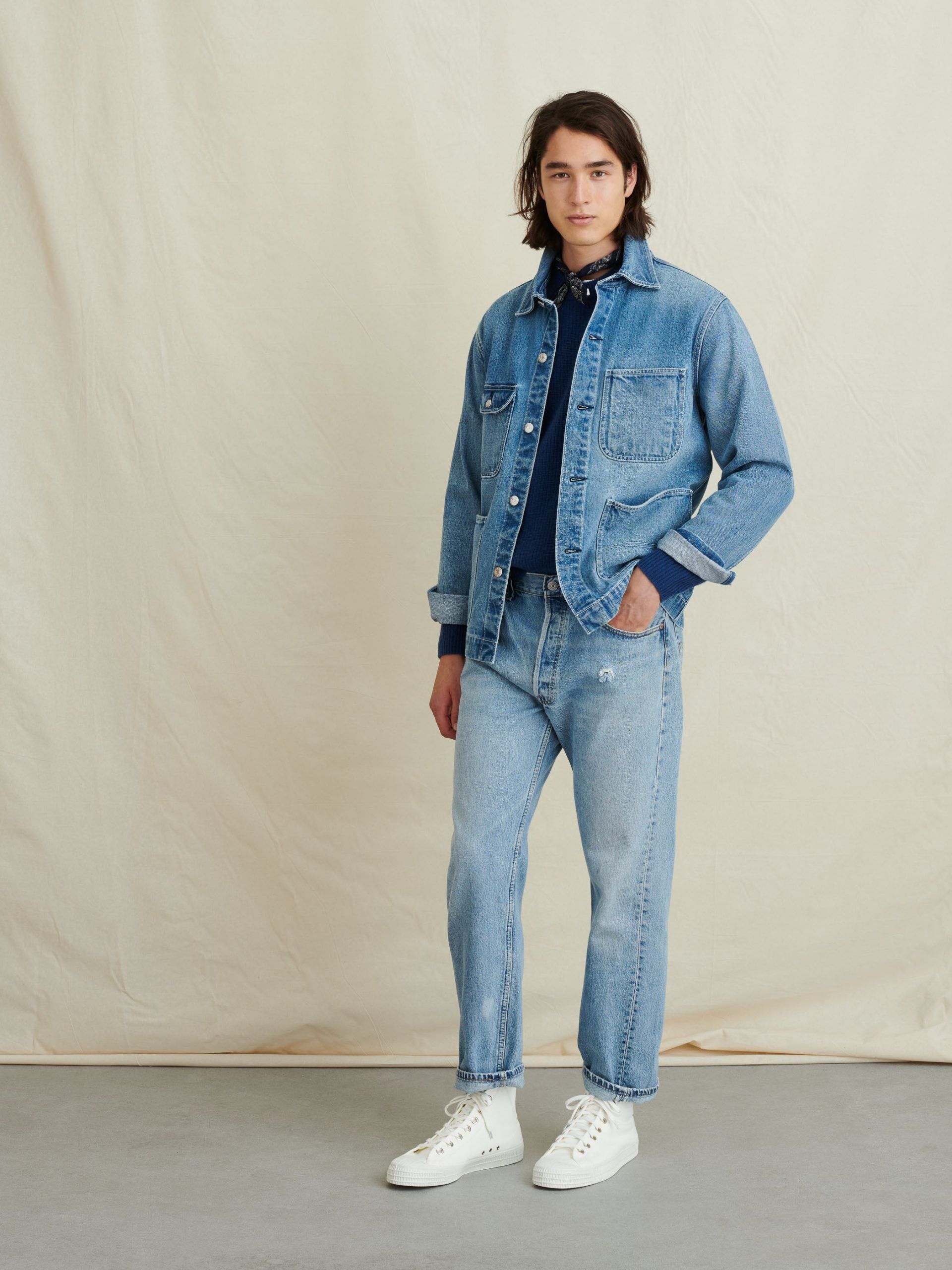 work jacket in vintage wash denim 2
