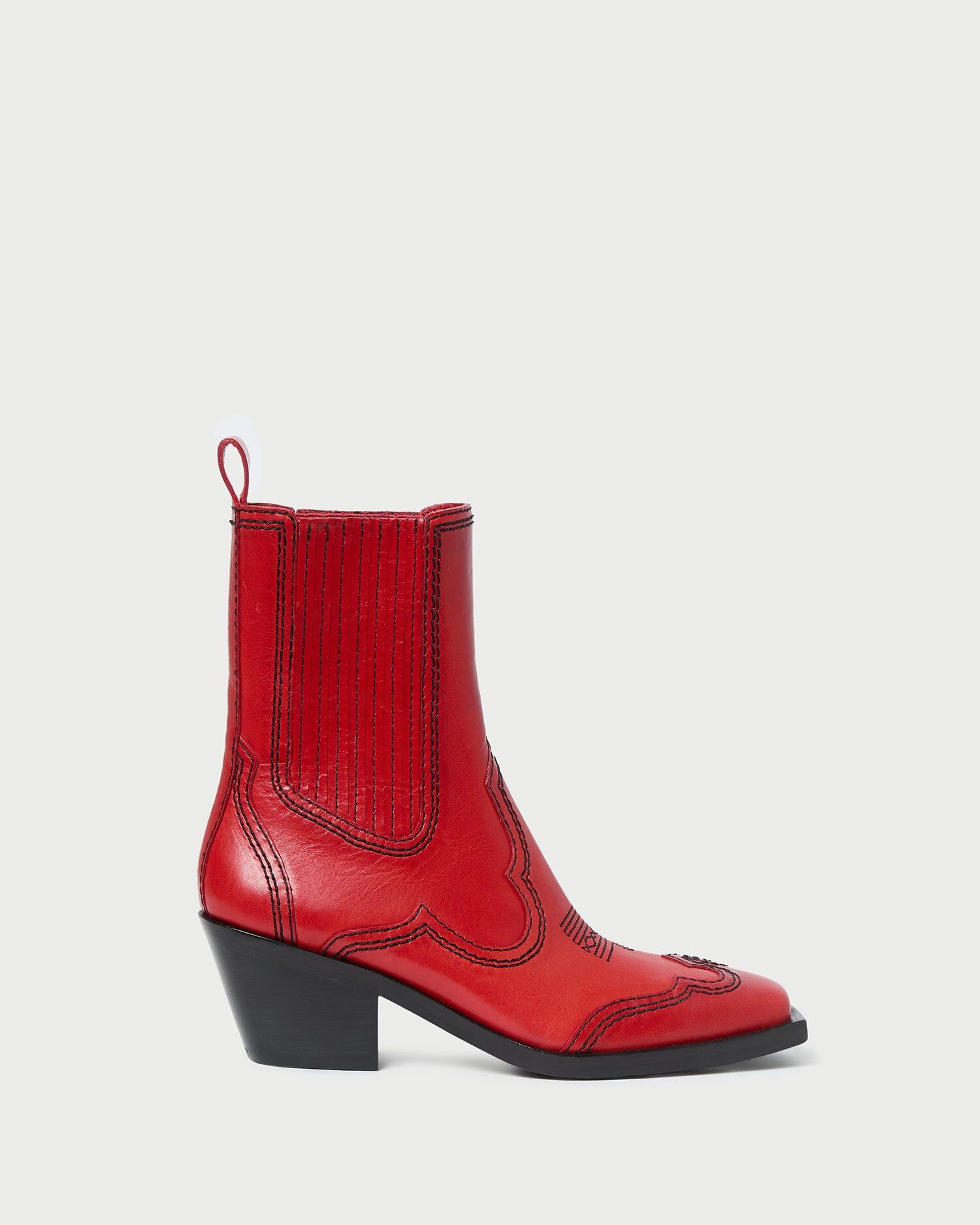 agnes red leather western boot 1