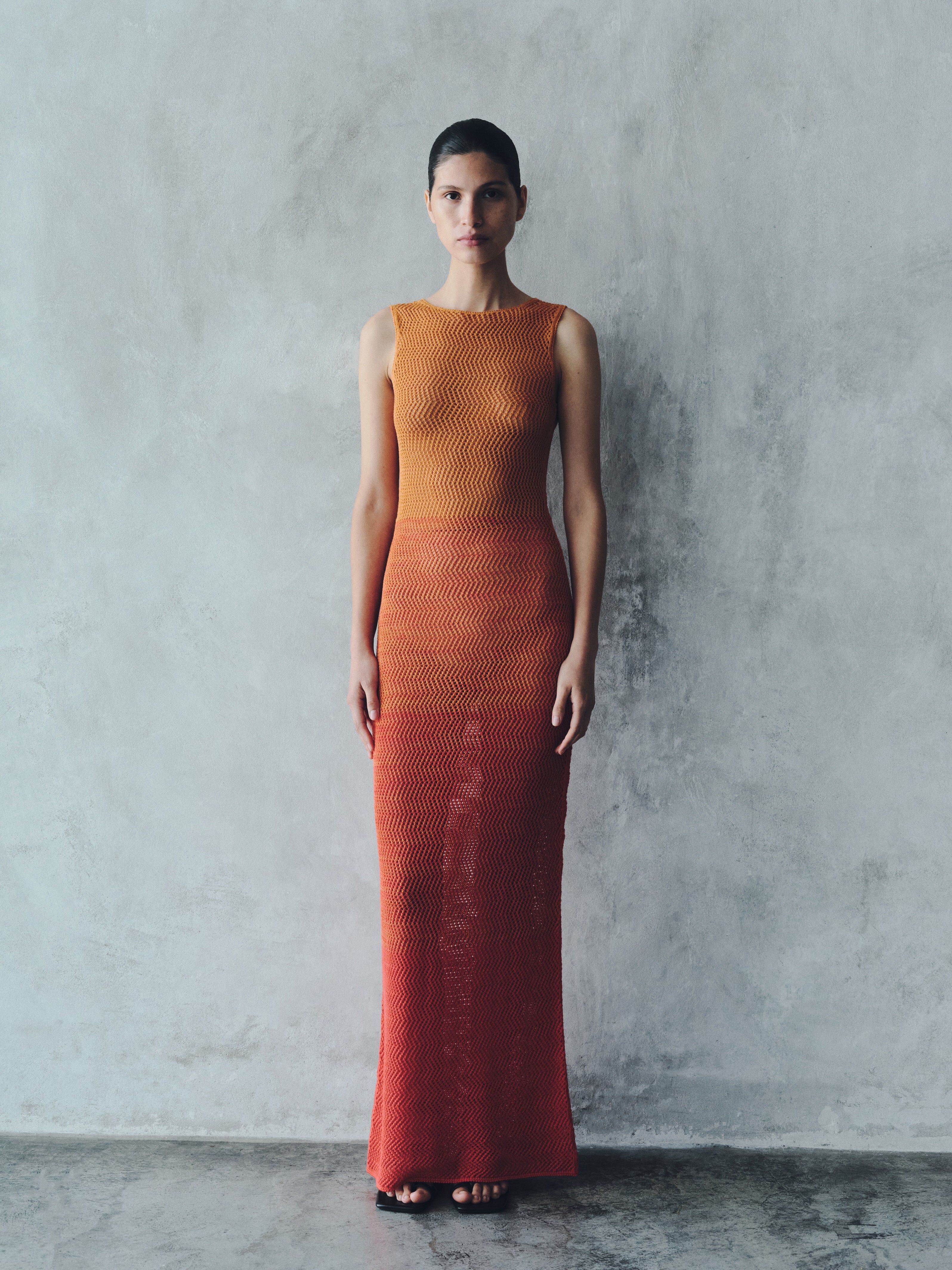 alpamayo sleeveless maxi dress tangerine orange 2