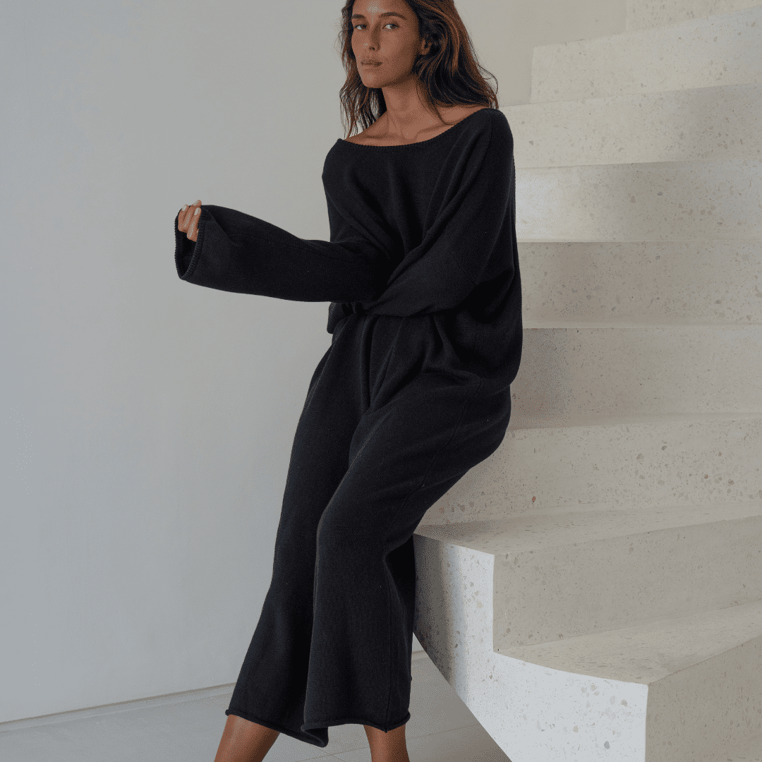 angel dress black open back knit 3