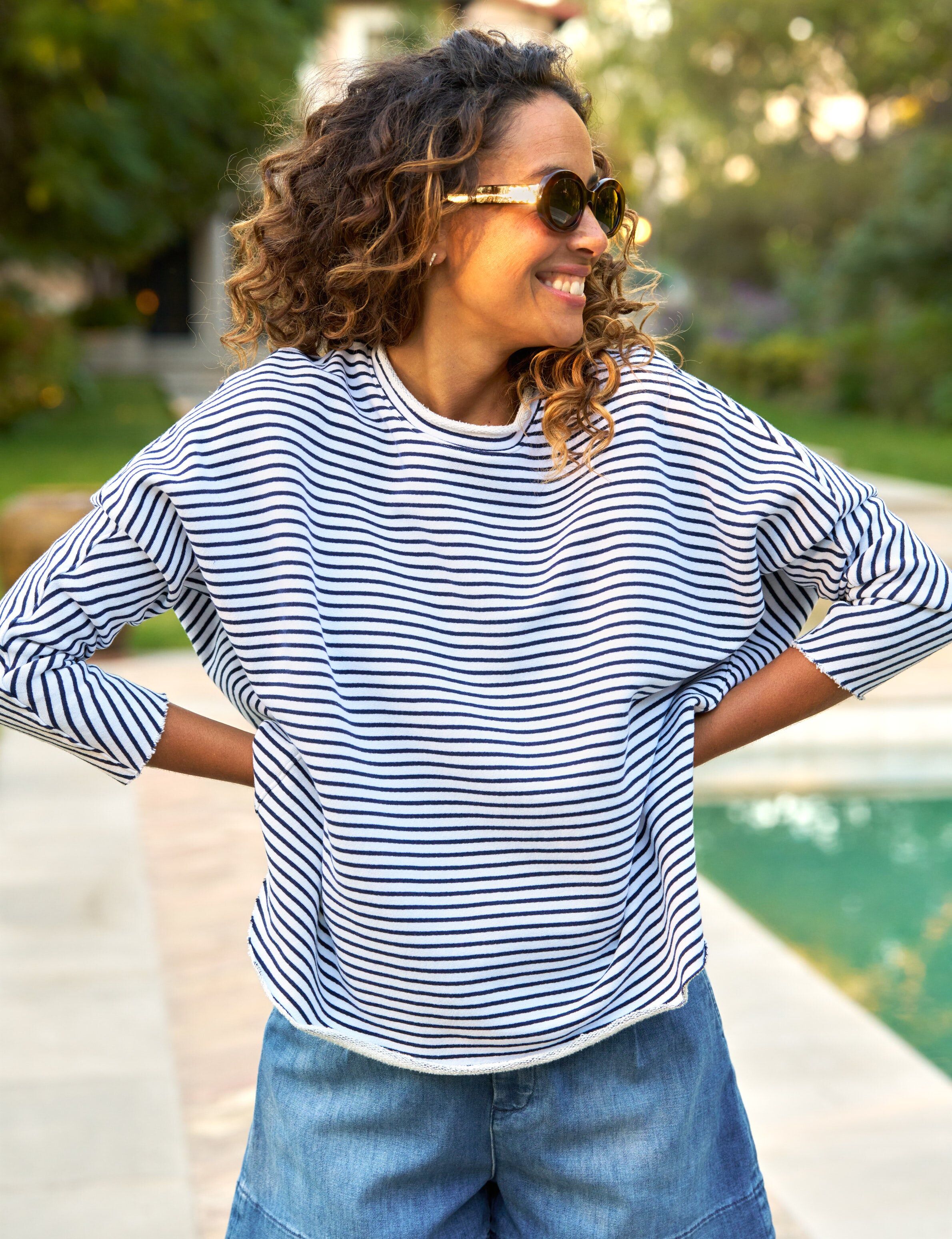 anna navy french stripe triple fleece 3