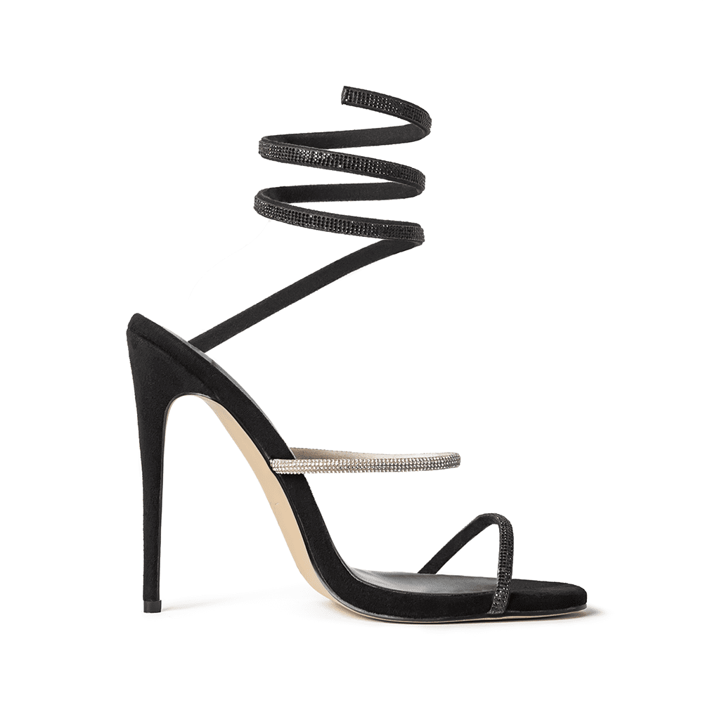 aphrodite black wrap open toe heels 2
