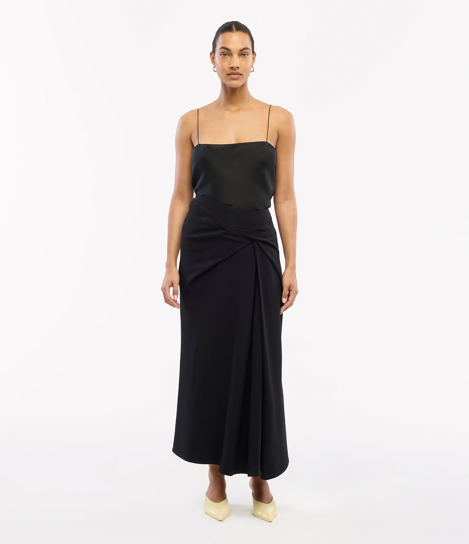 asymmetrical twist skirt black 1