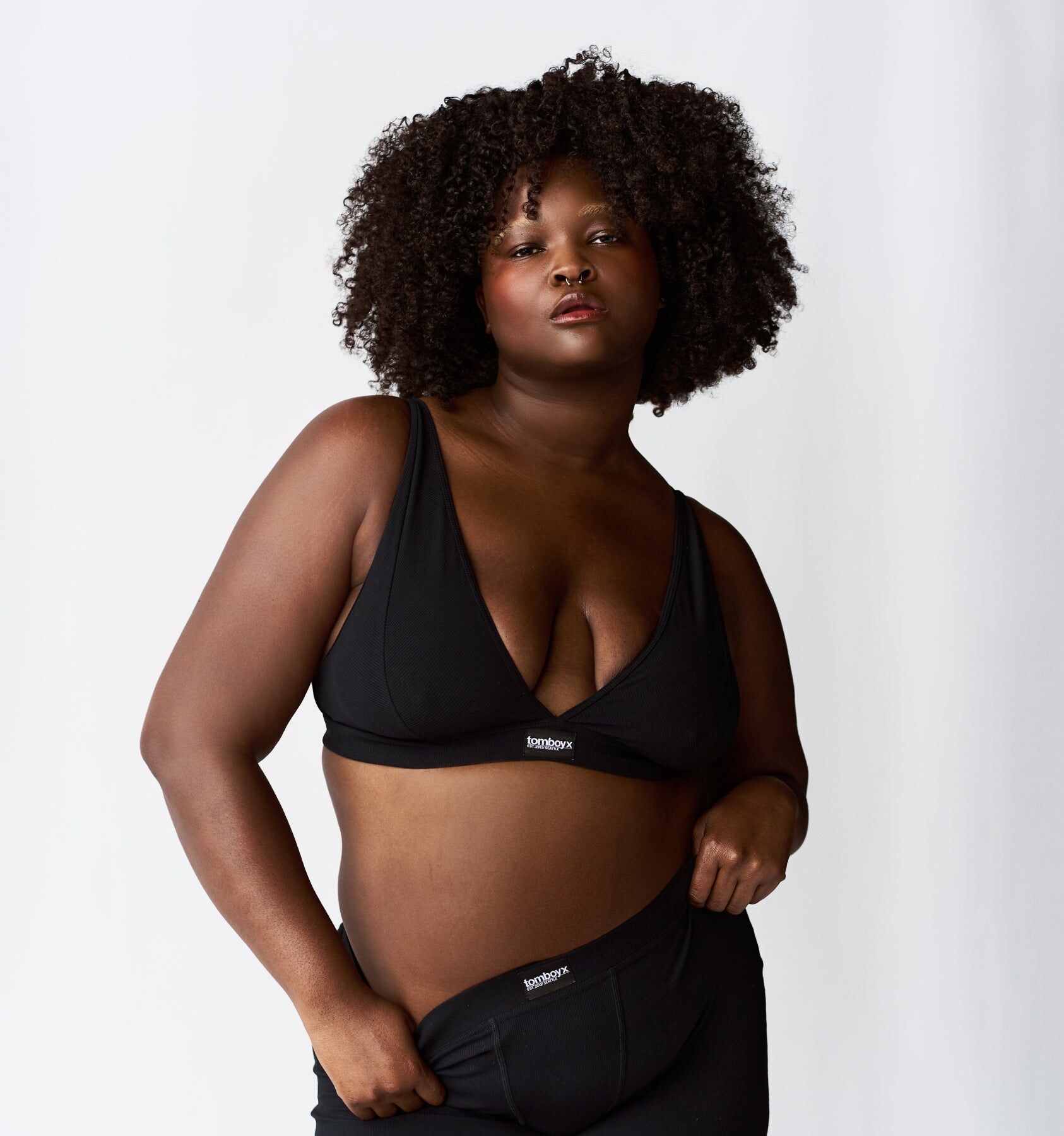 bamboo rib plunge bra black 1