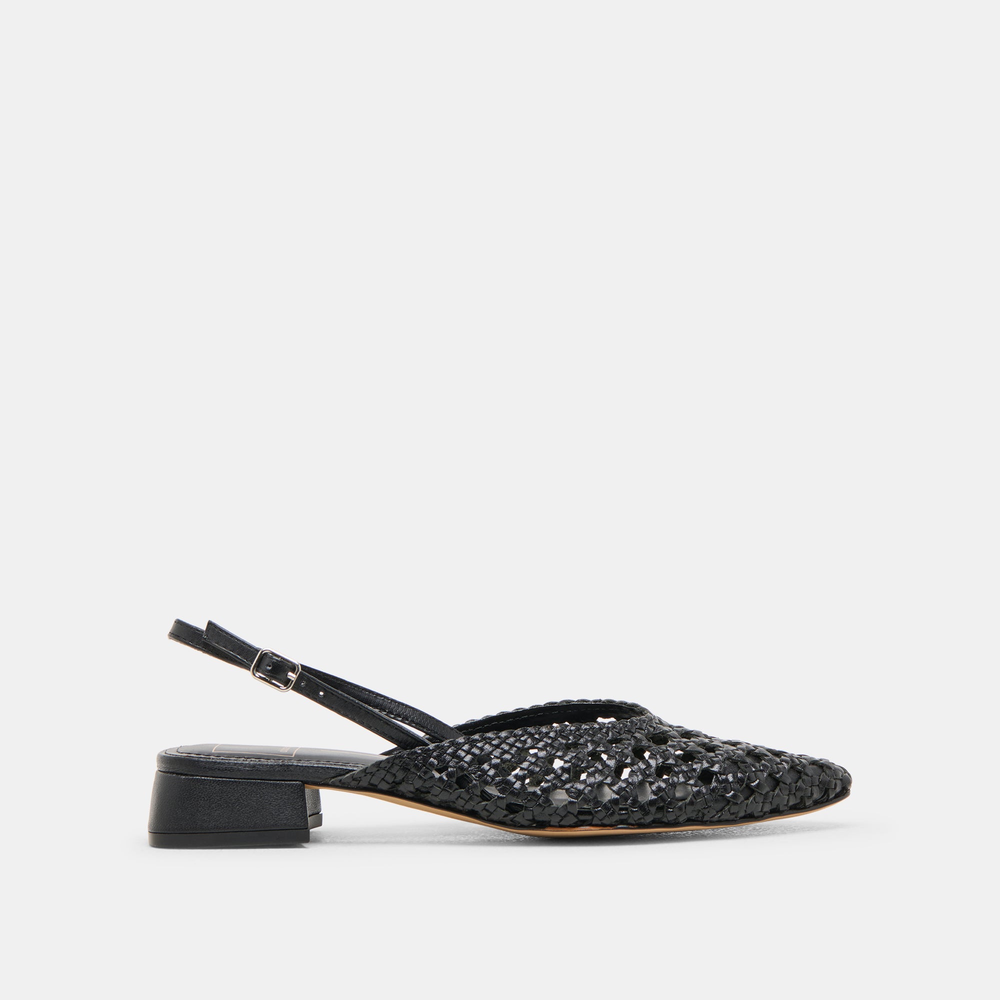 birdie flats black woven leather 1
