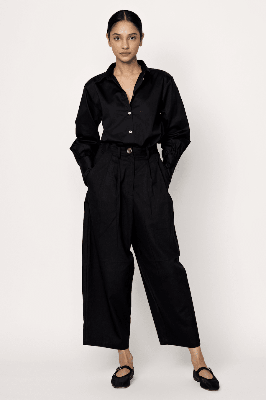 boyfriend pant black cotton 1