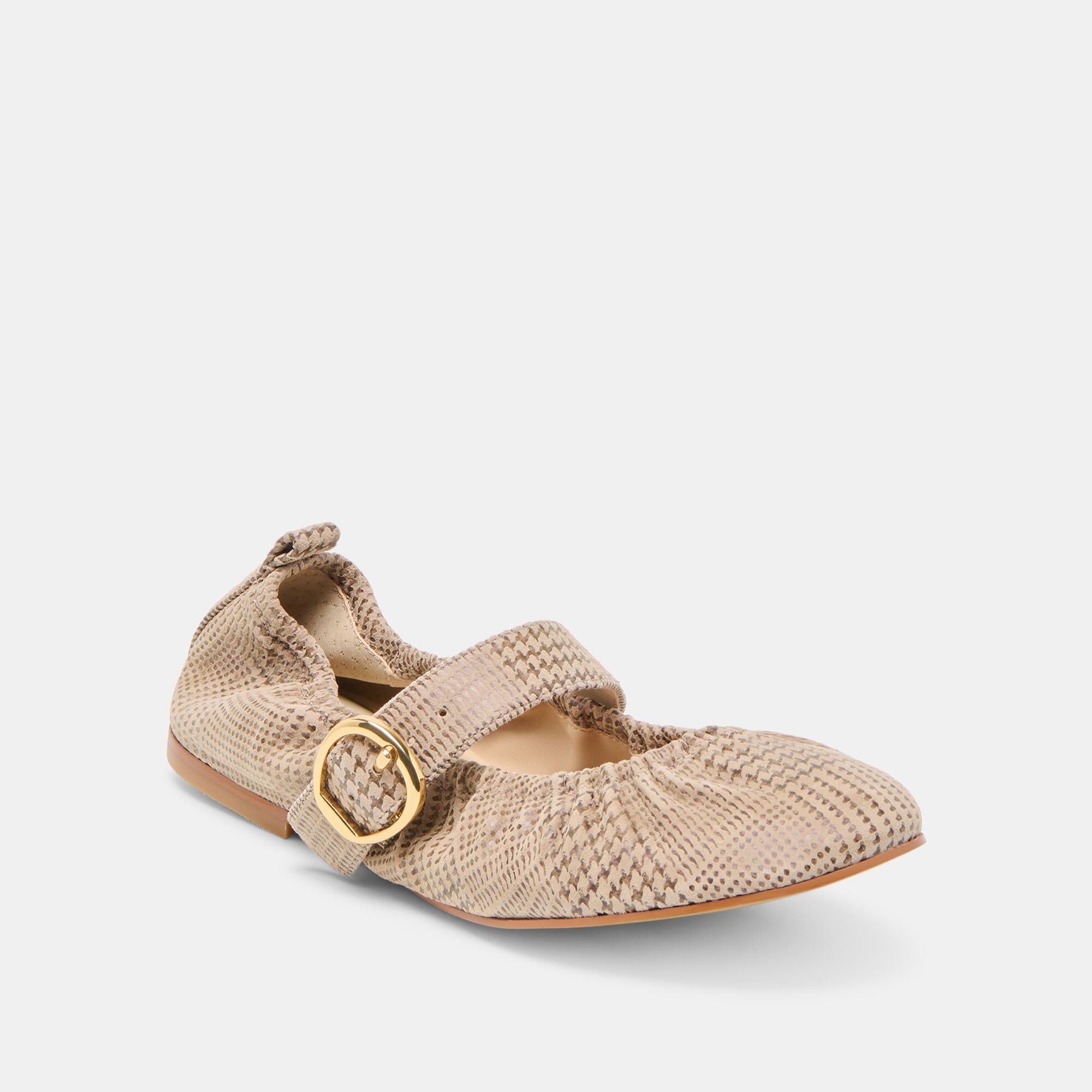 caely ballet flats herringbone printed suede 2
