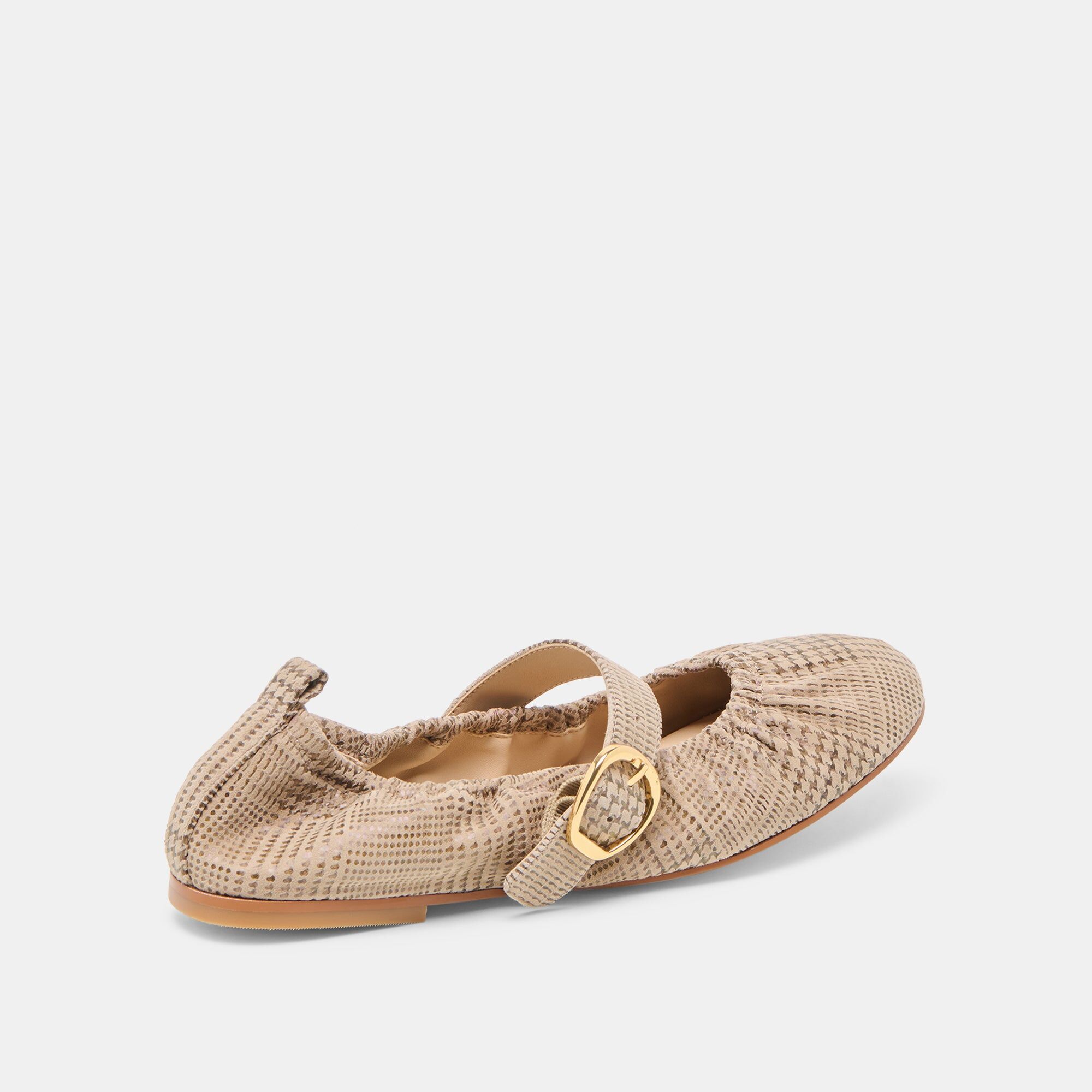 caely ballet flats herringbone printed suede 3