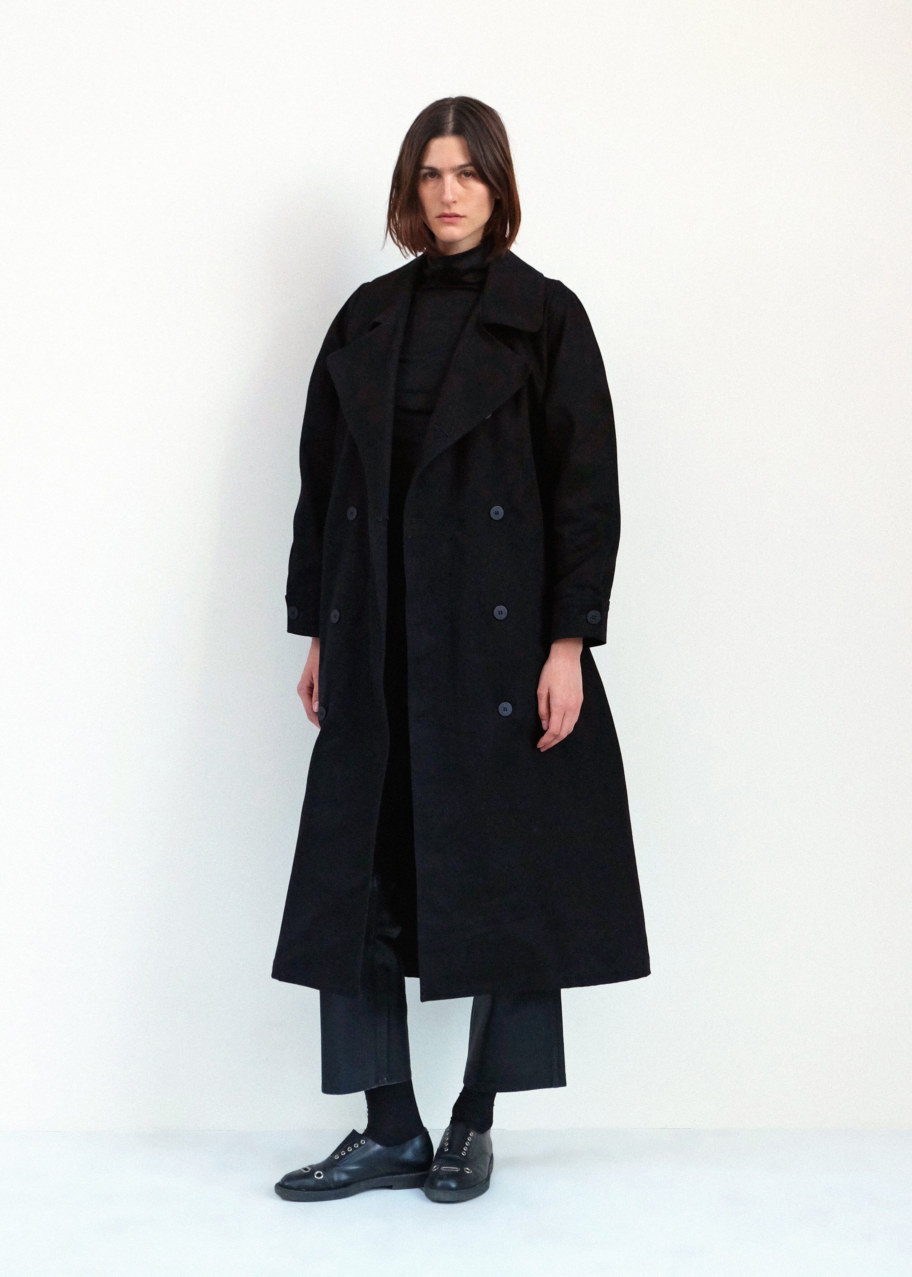 car coat black japanese denim 1