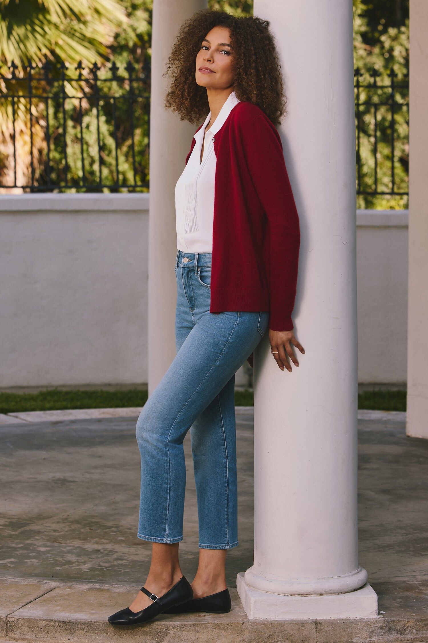 cashmere crewneck cardigan red 1