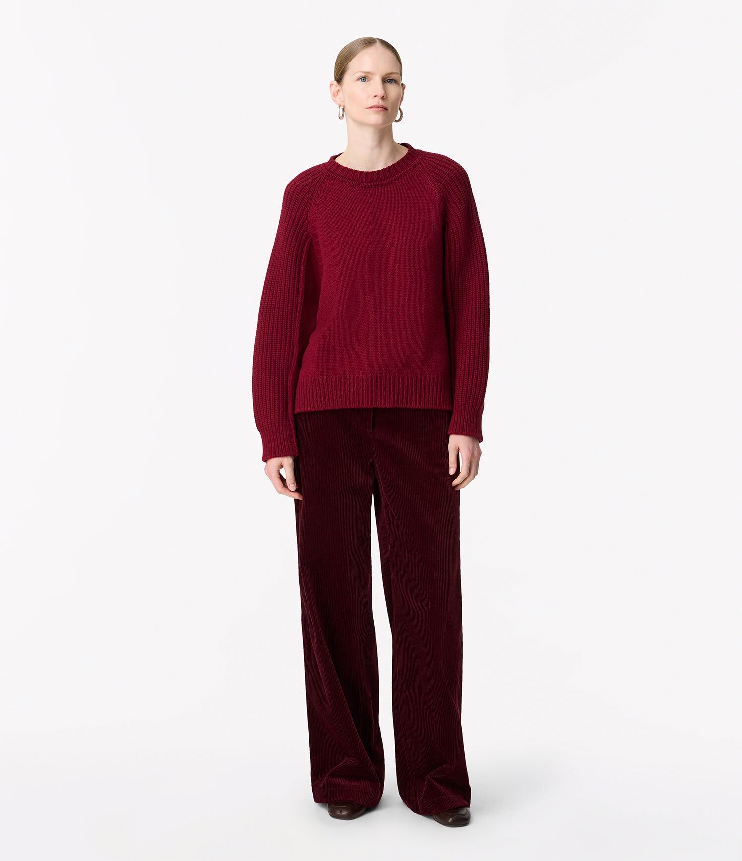 cashmere oversized crewneck aubergine 1
