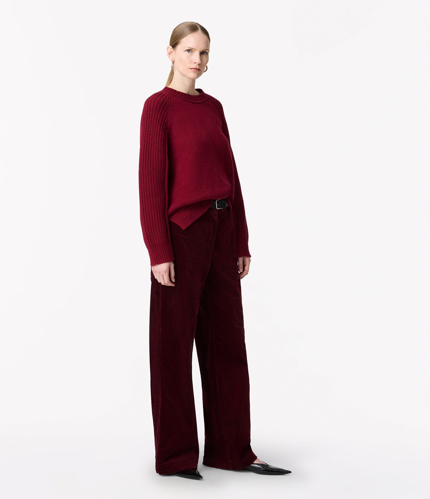 cashmere oversized crewneck aubergine 2