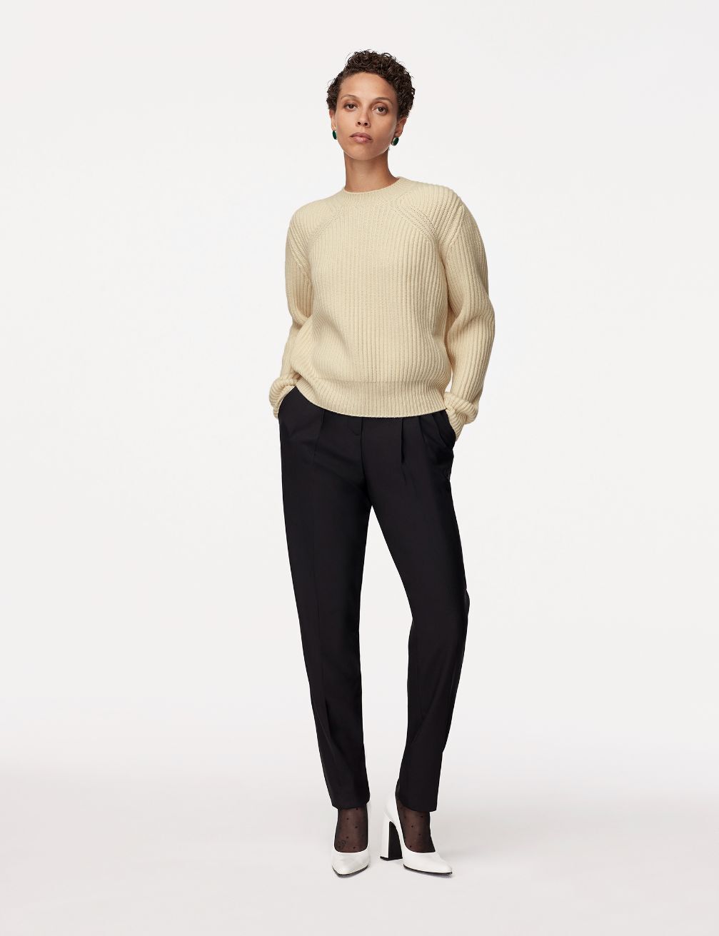 cashmere ribbed sweater ivory 1