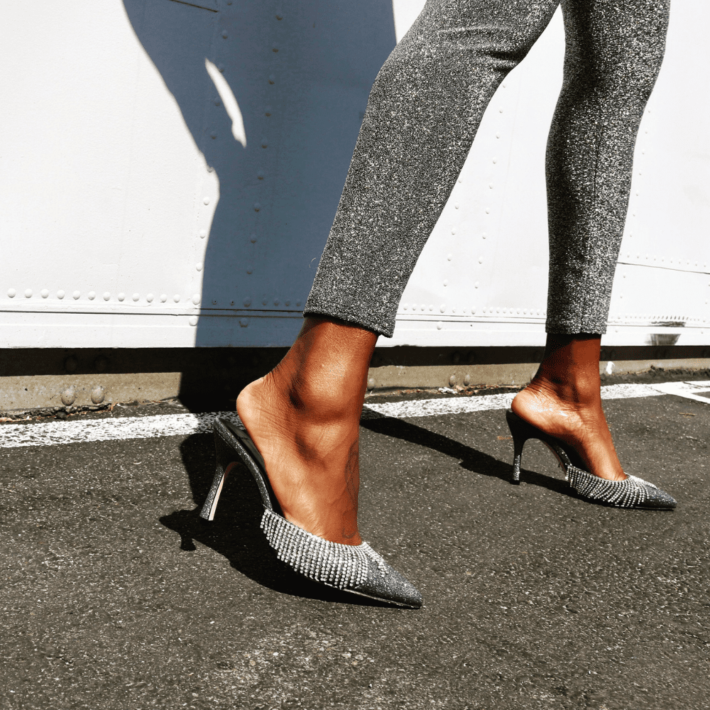 catherine vegan pewter silver mules 2