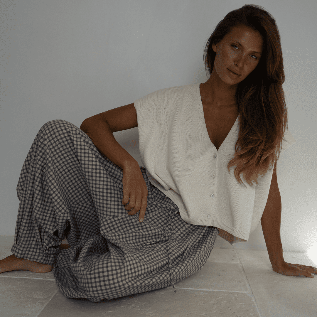 celine cream buttoned knit top 2