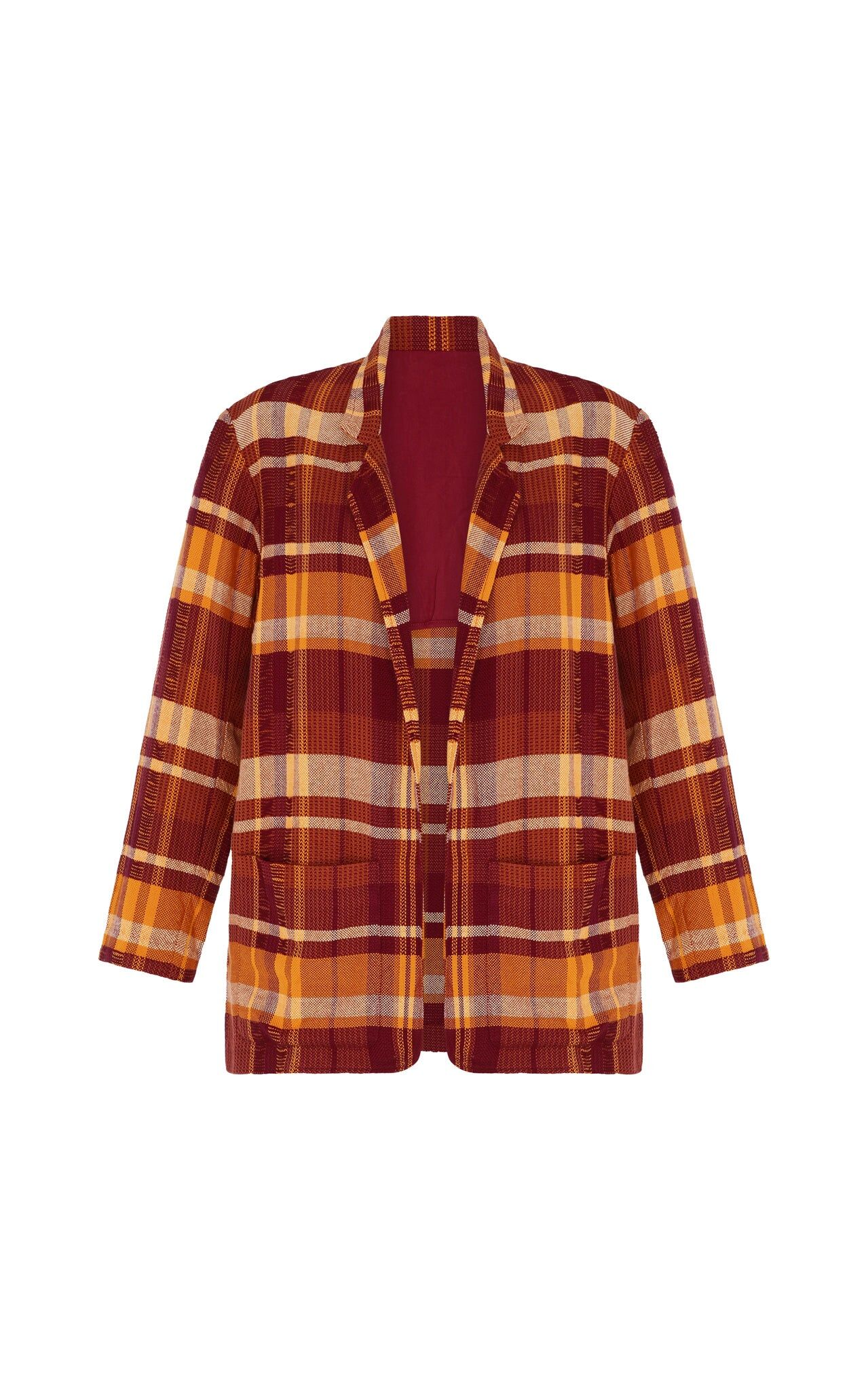 chillaco woven blazer orange brown 1