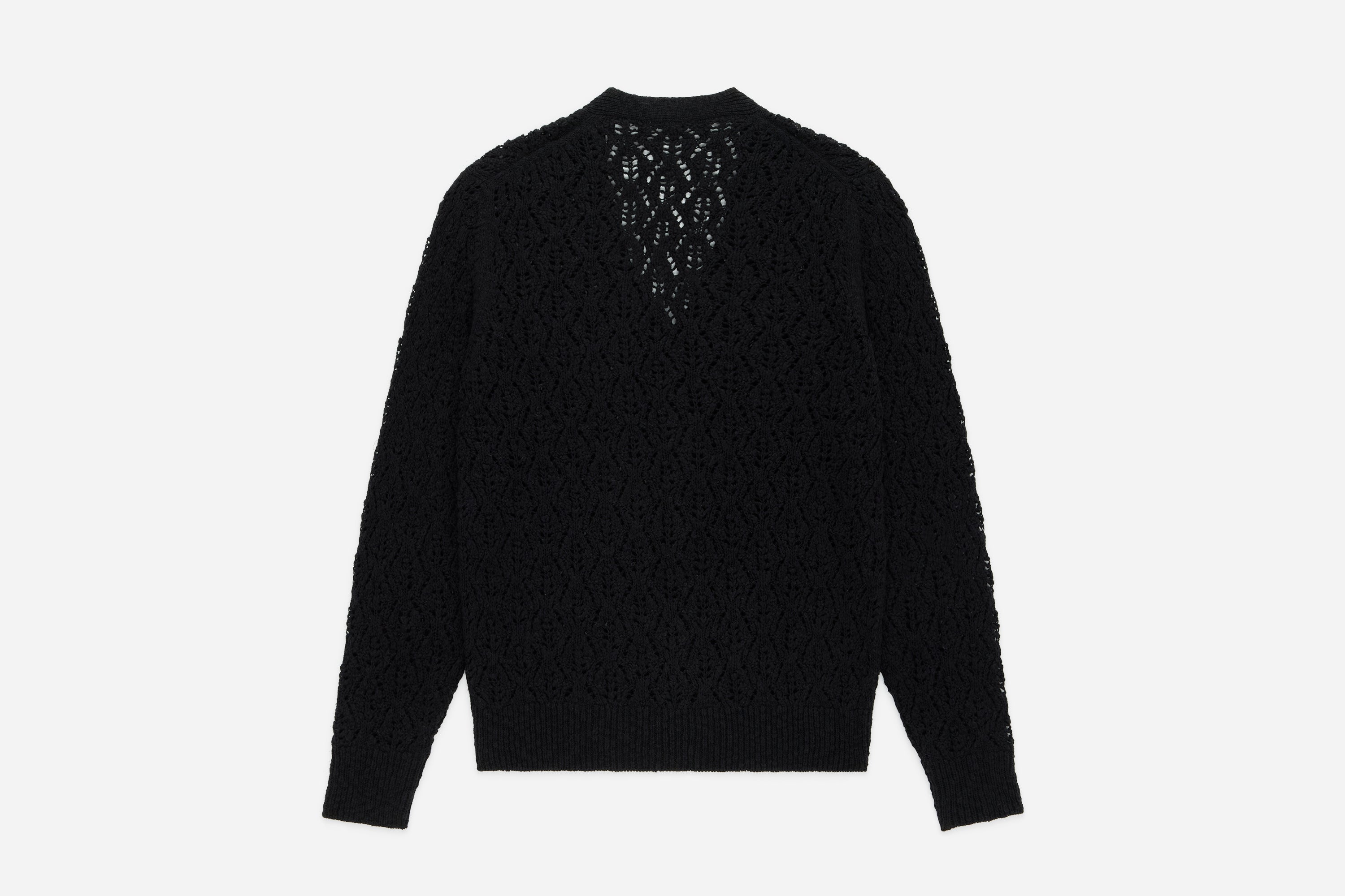 classic cardigan black flamme lace knit 2