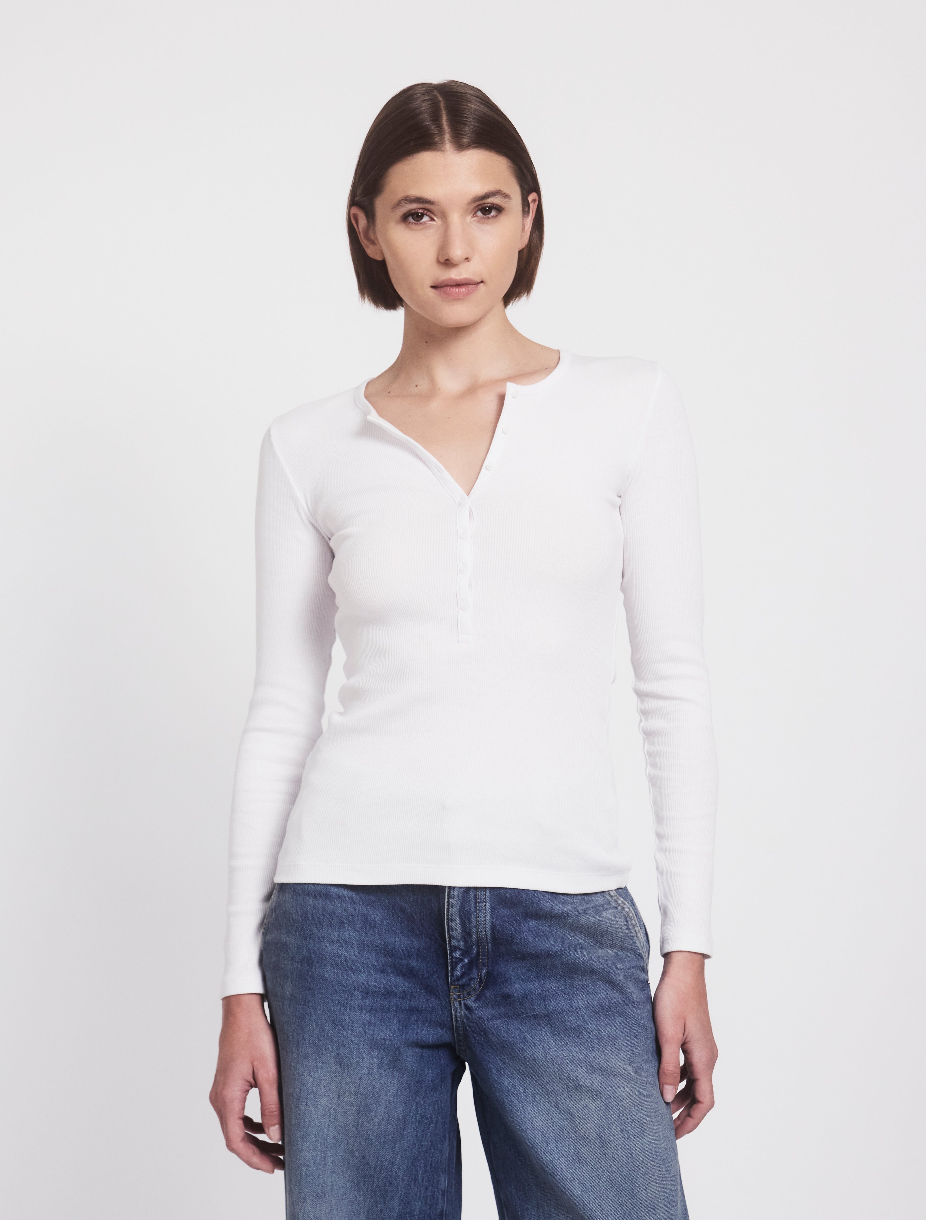 classic rib henley in white 1